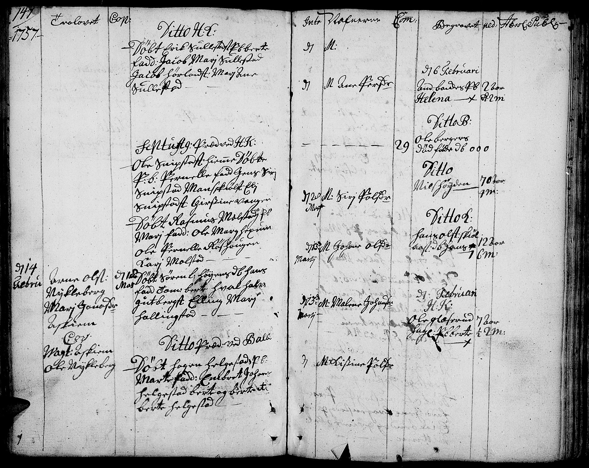 Toten prestekontor, SAH/PREST-102/H/Ha/Haa/L0004: Parish register (official) no. 4, 1751-1761, p. 147