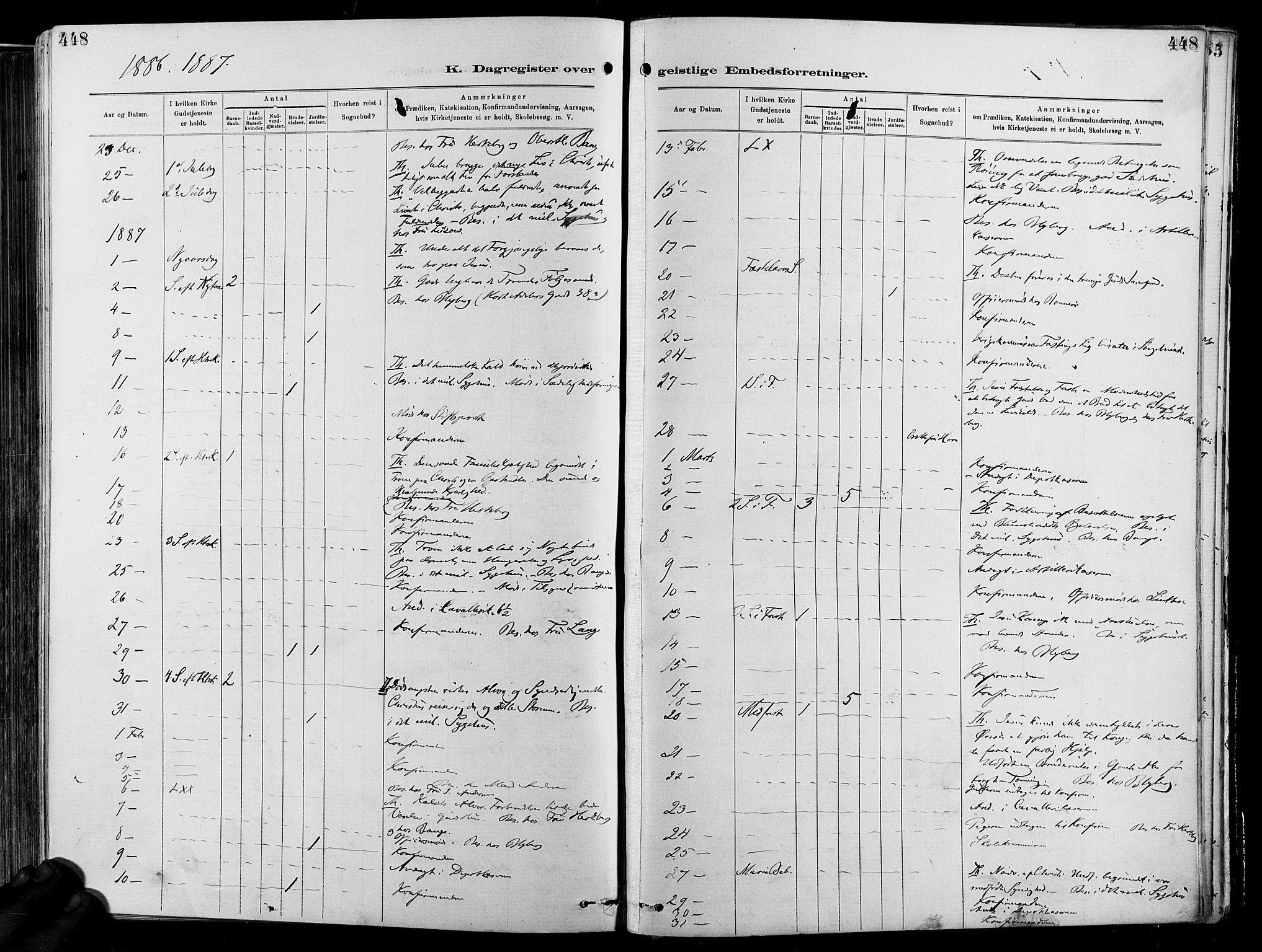 Garnisonsmenigheten Kirkebøker, SAO/A-10846/F/Fa/L0012: Parish register (official) no. 12, 1880-1893, p. 448