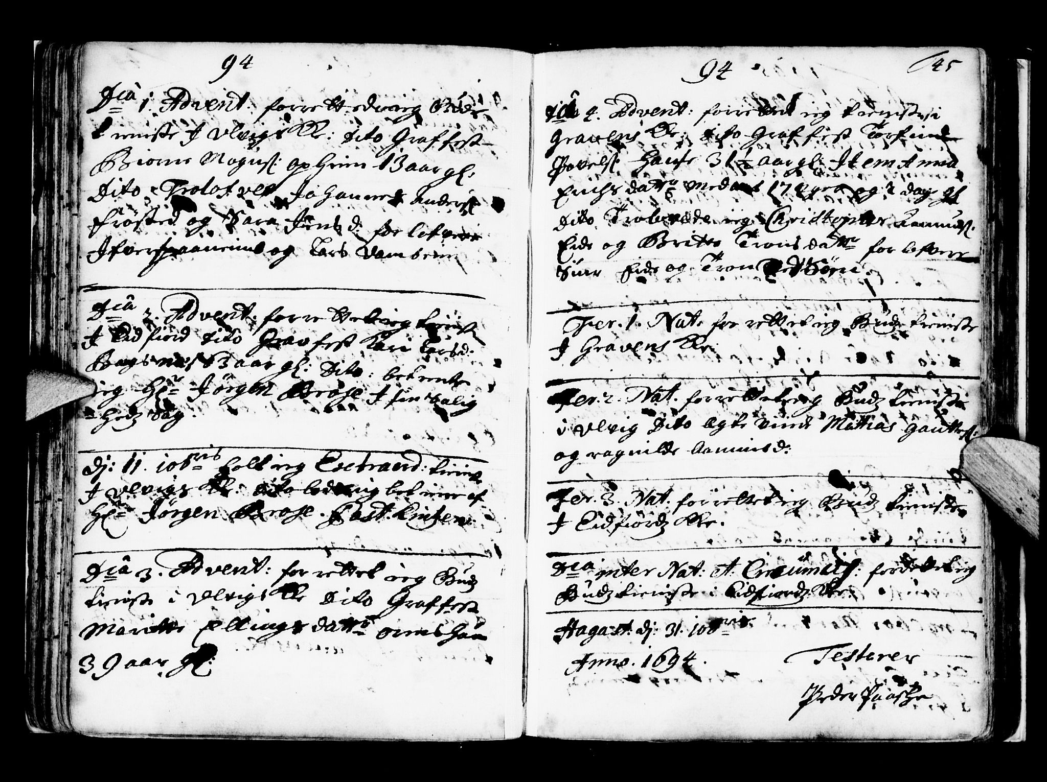 Ulvik sokneprestembete, AV/SAB-A-78801/H/Haa: Parish register (official) no. A 2, 1689-1706, p. 45