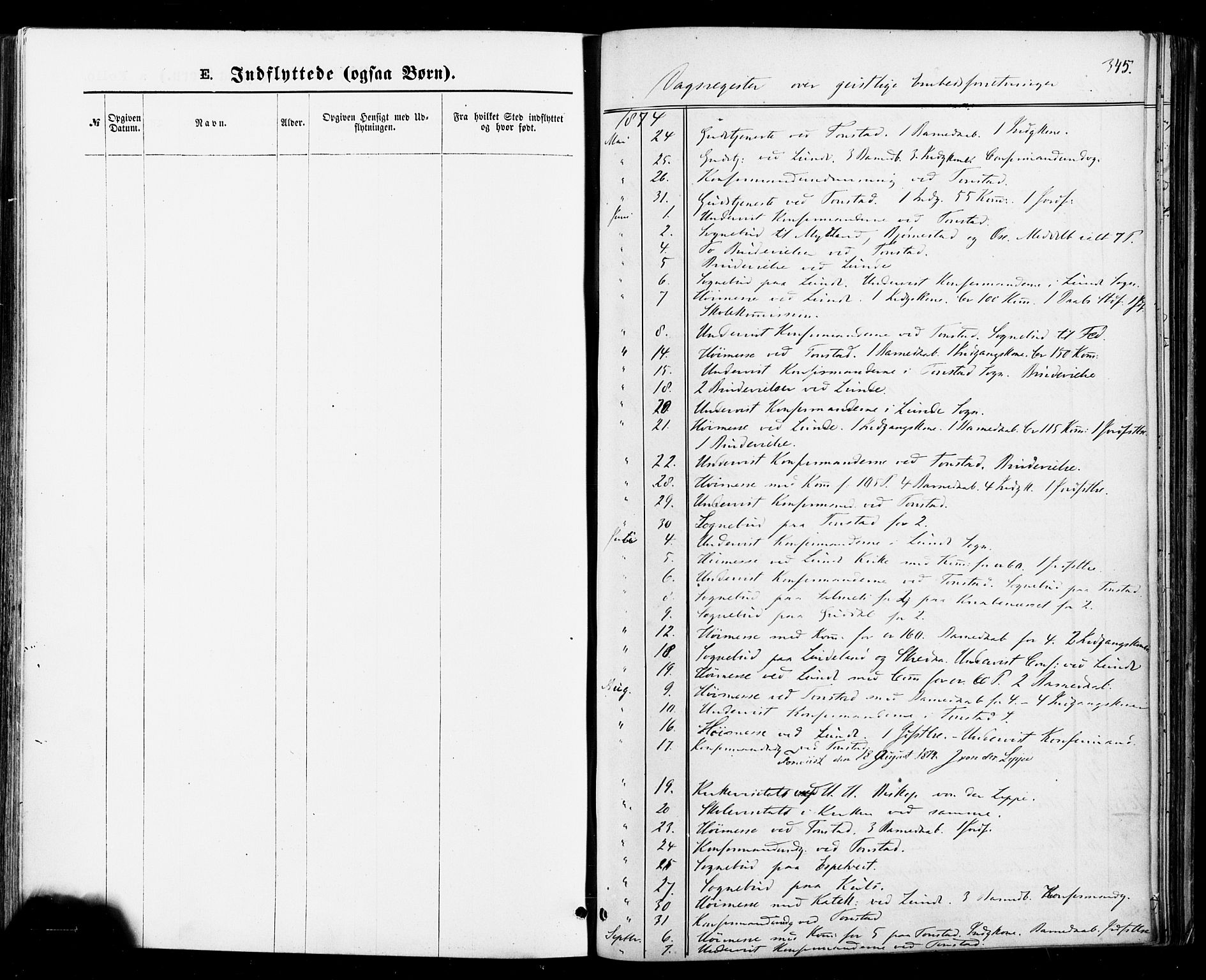 Sirdal sokneprestkontor, SAK/1111-0036/F/Fa/Fab/L0003: Parish register (official) no. A 3, 1874-1886, p. 345