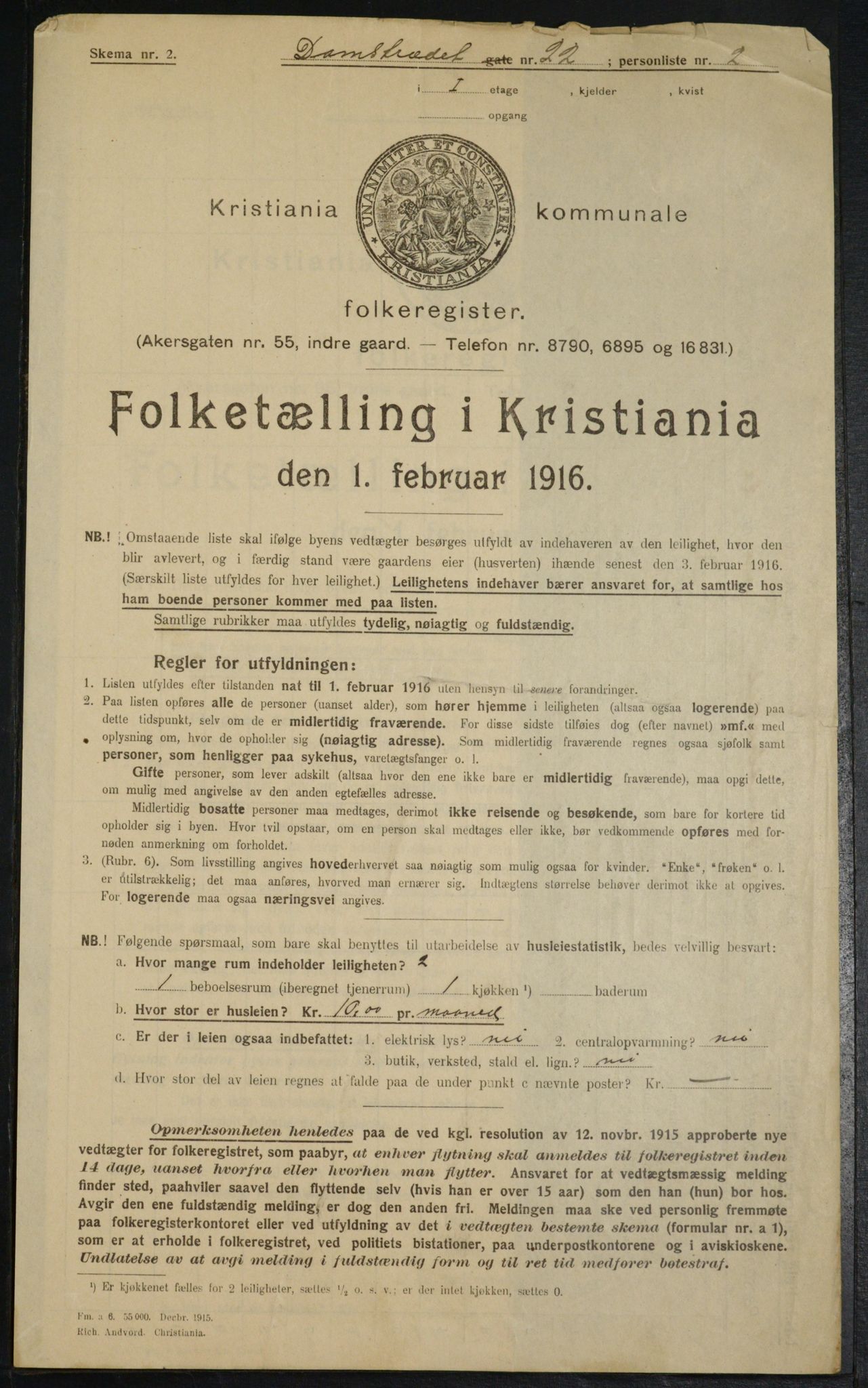 OBA, Municipal Census 1916 for Kristiania, 1916, p. 14619