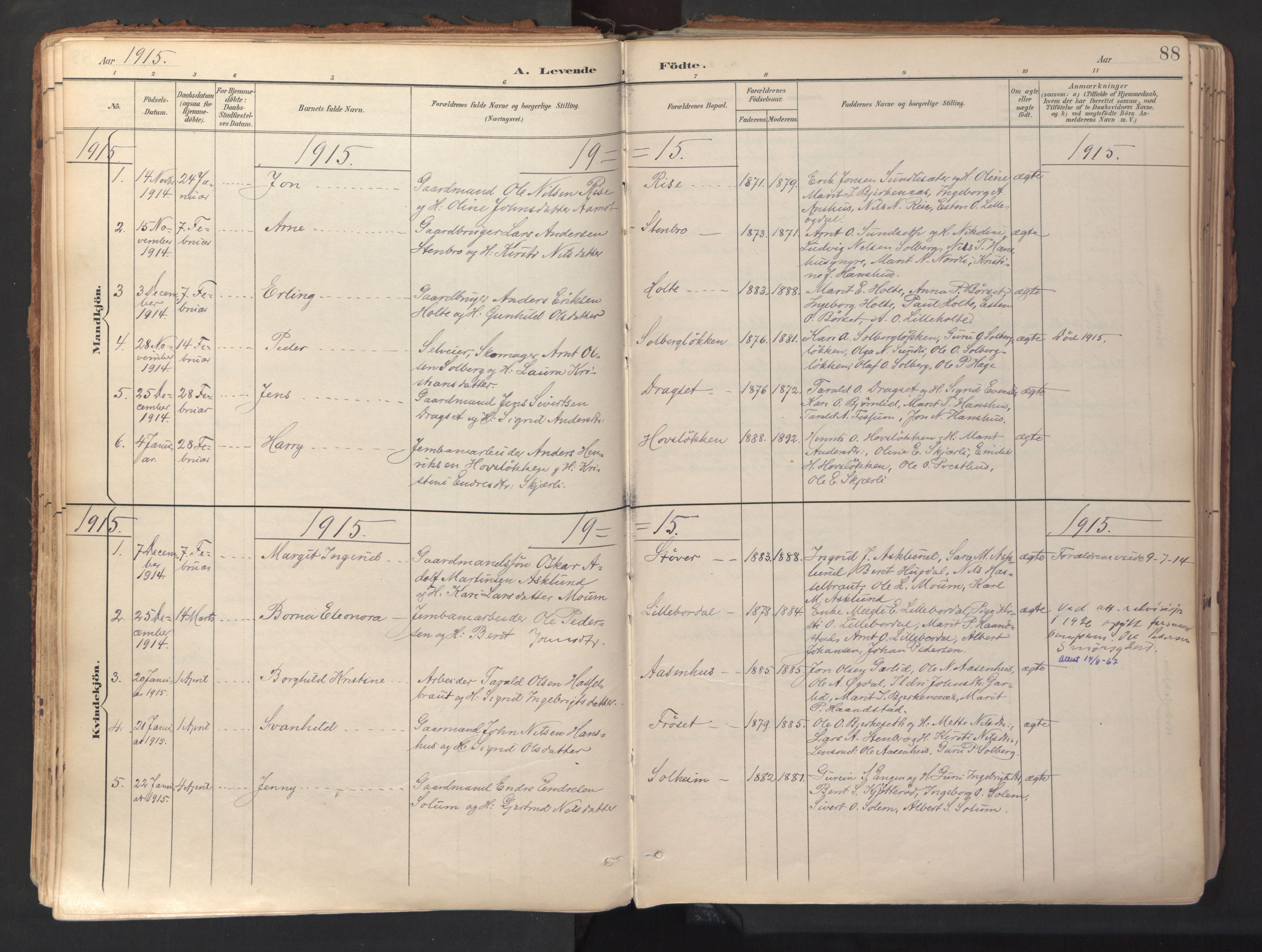Ministerialprotokoller, klokkerbøker og fødselsregistre - Sør-Trøndelag, SAT/A-1456/689/L1041: Parish register (official) no. 689A06, 1891-1923, p. 88