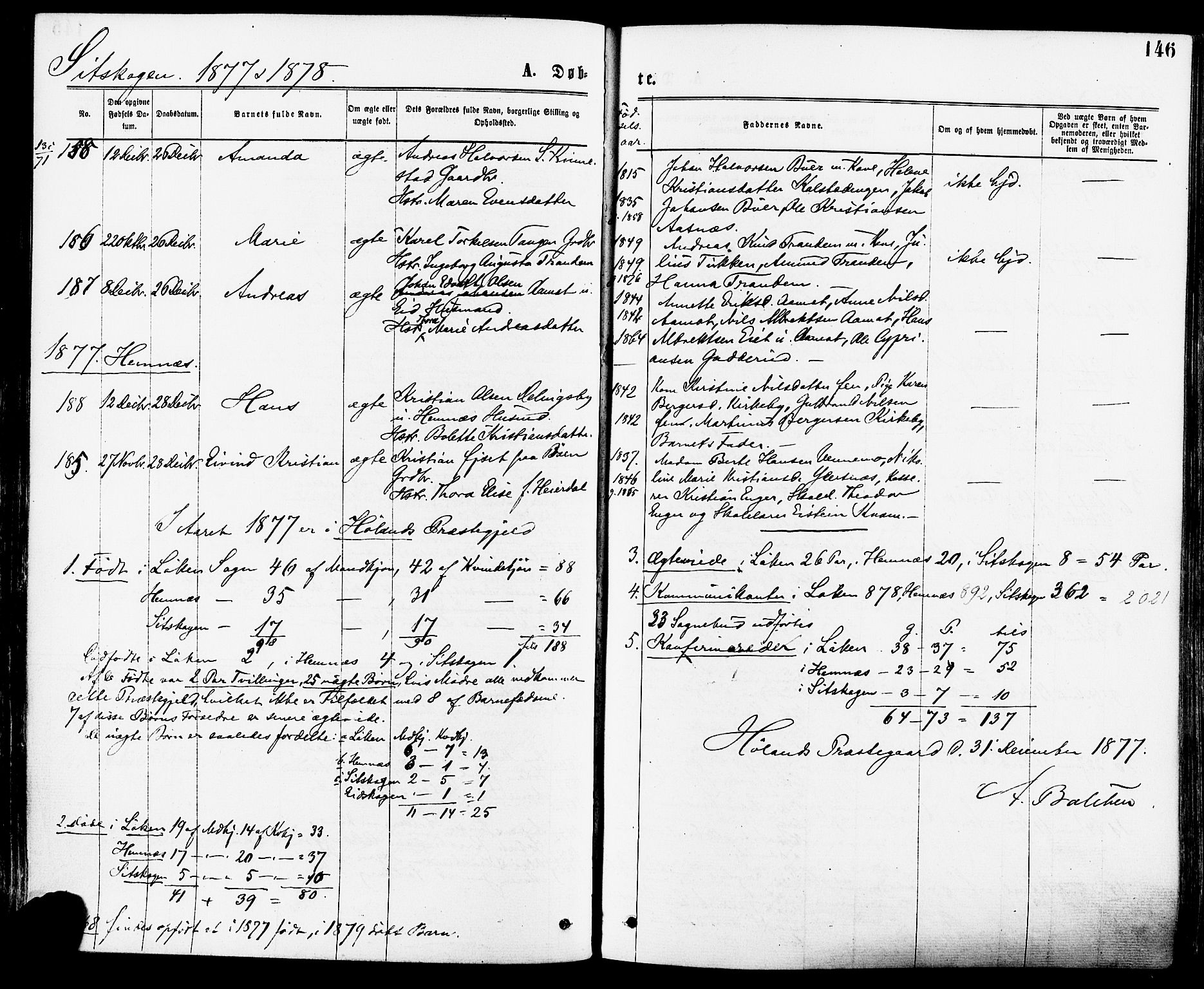 Høland prestekontor Kirkebøker, SAO/A-10346a/F/Fa/L0012.a: Parish register (official) no. I 12A, 1869-1879, p. 146