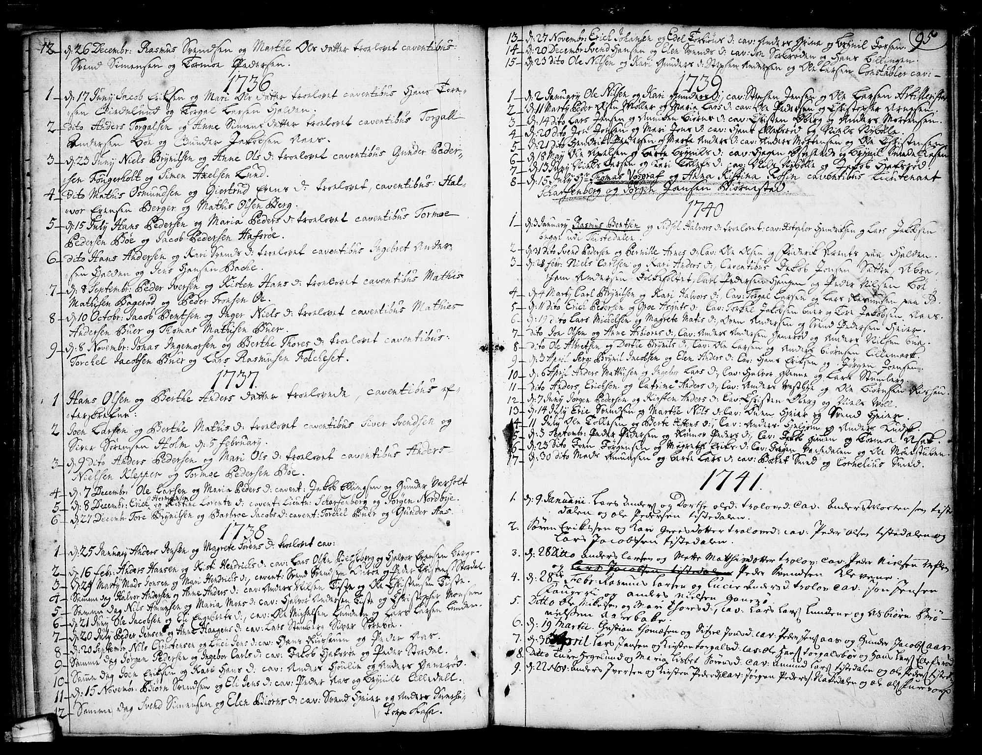 Idd prestekontor Kirkebøker, SAO/A-10911/F/Fa/L0001: Parish register (official) no. I 1, 1720-1769, p. 95