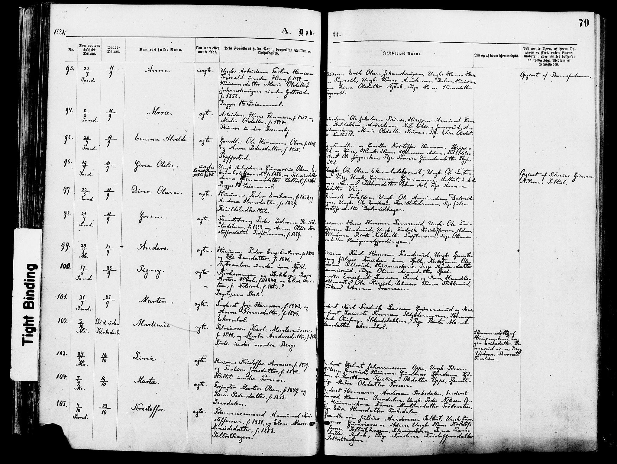 Nord-Odal prestekontor, SAH/PREST-032/H/Ha/Haa/L0005: Parish register (official) no. 5, 1874-1885, p. 79