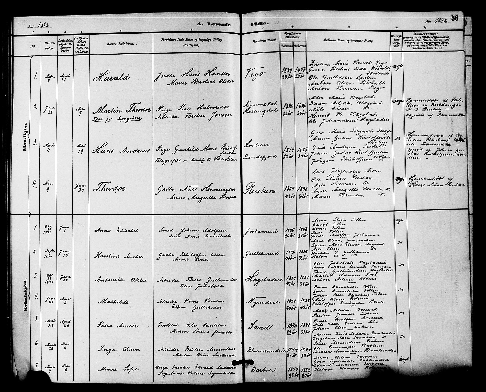 Fiskum kirkebøker, SAKO/A-15/F/Fa/L0001: Parish register (official) no. 1, 1858-1877, p. 56
