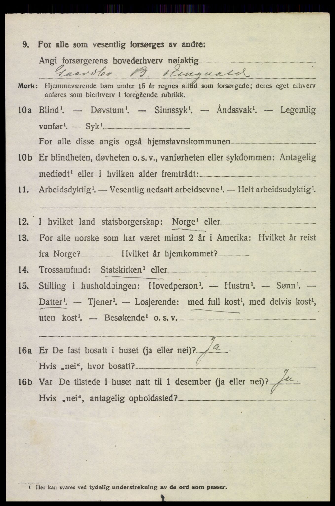 SAH, 1920 census for Vestre Toten, 1920, p. 5889