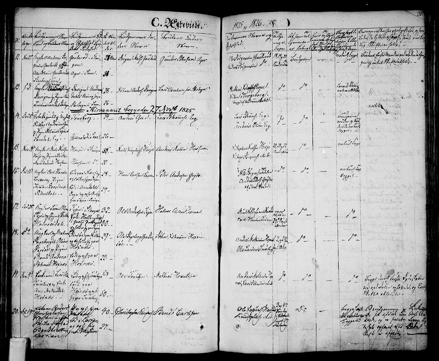 Sem kirkebøker, SAKO/A-5/F/Fa/L0005: Parish register (official) no. I 5, 1825-1842, p. 384-385