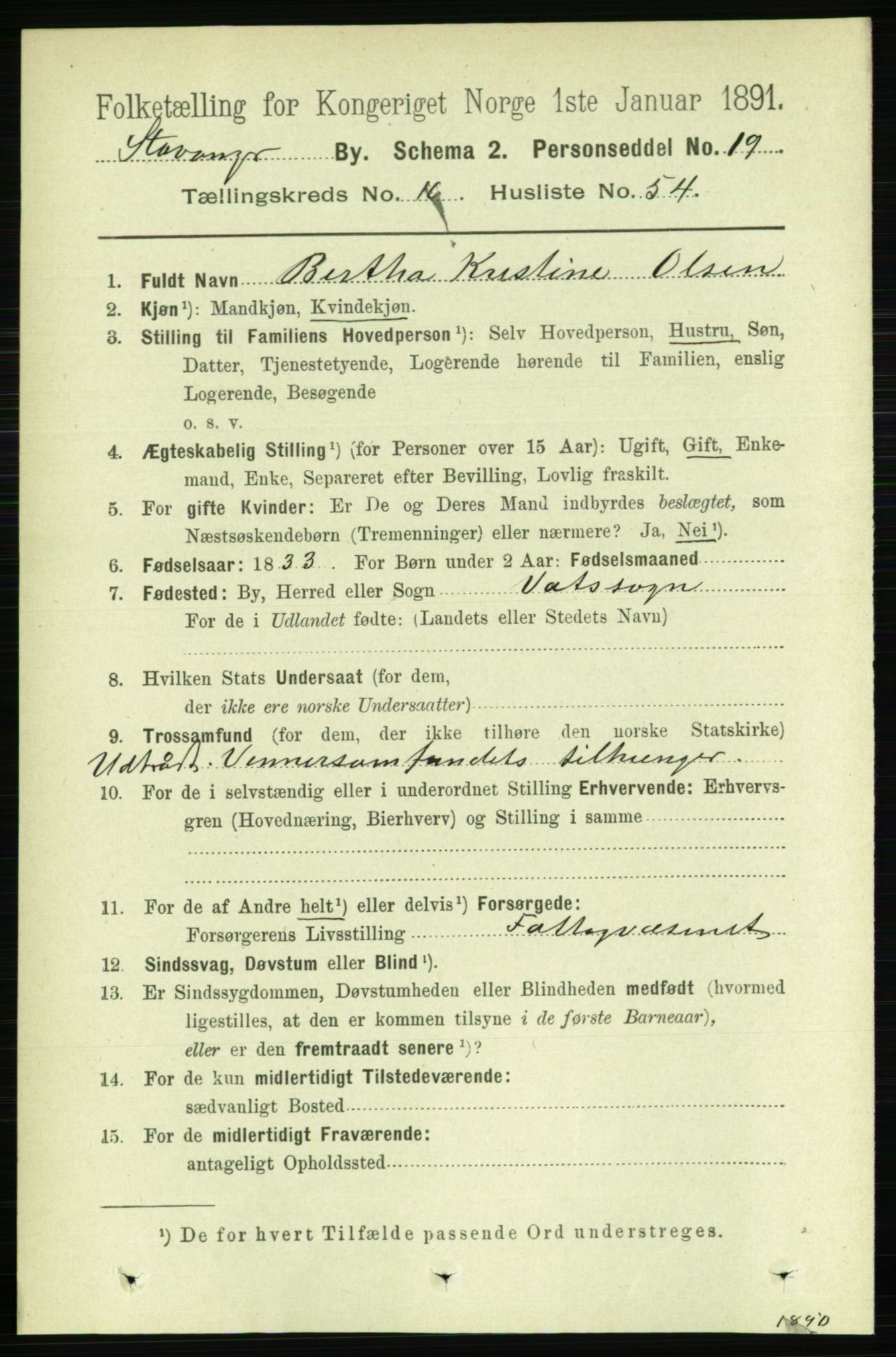 RA, 1891 census for 1103 Stavanger, 1891, p. 19368