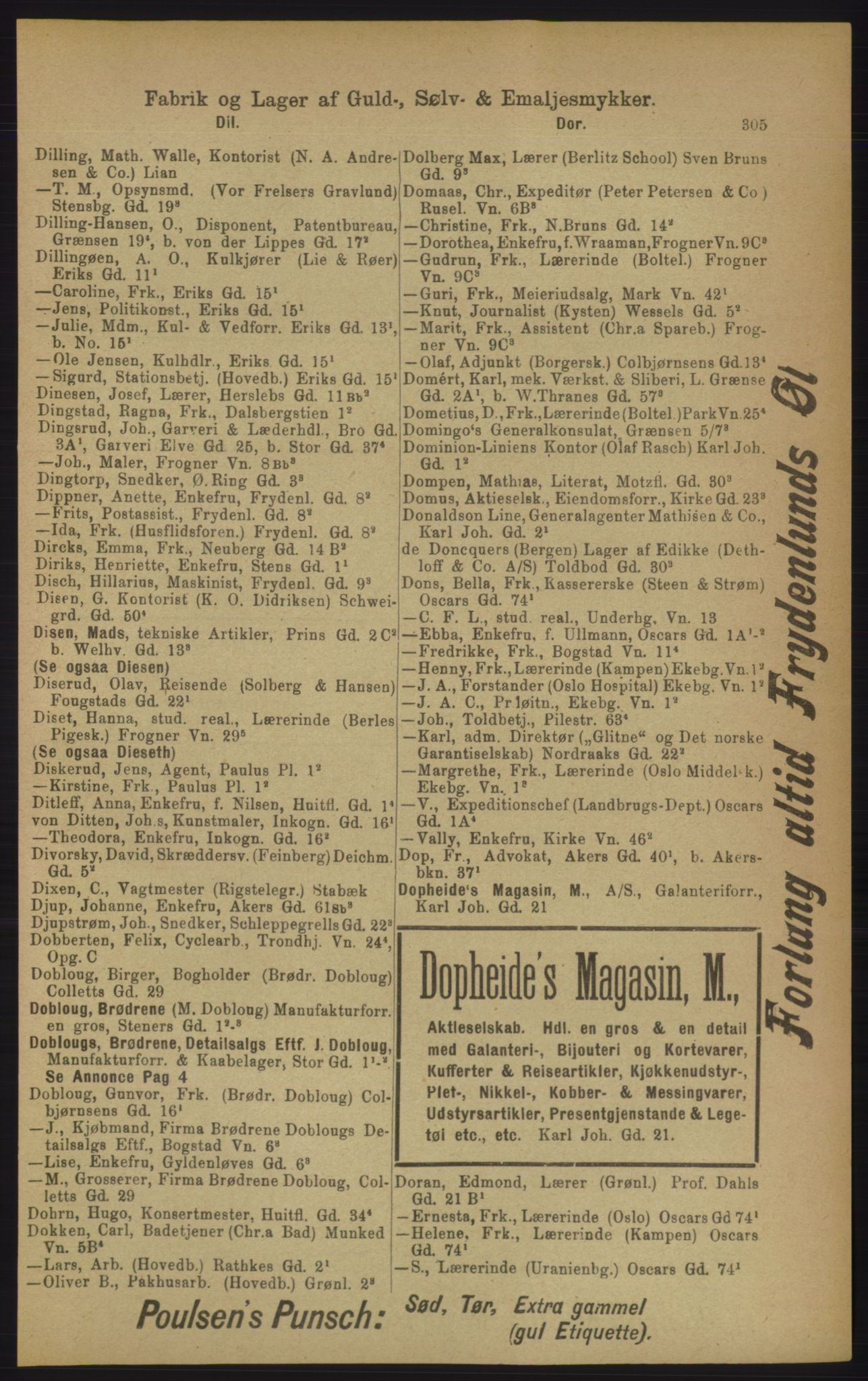 Kristiania/Oslo adressebok, PUBL/-, 1906, p. 305