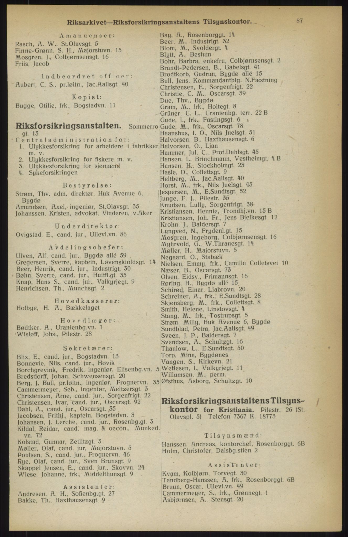Kristiania/Oslo adressebok, PUBL/-, 1914, p. 87