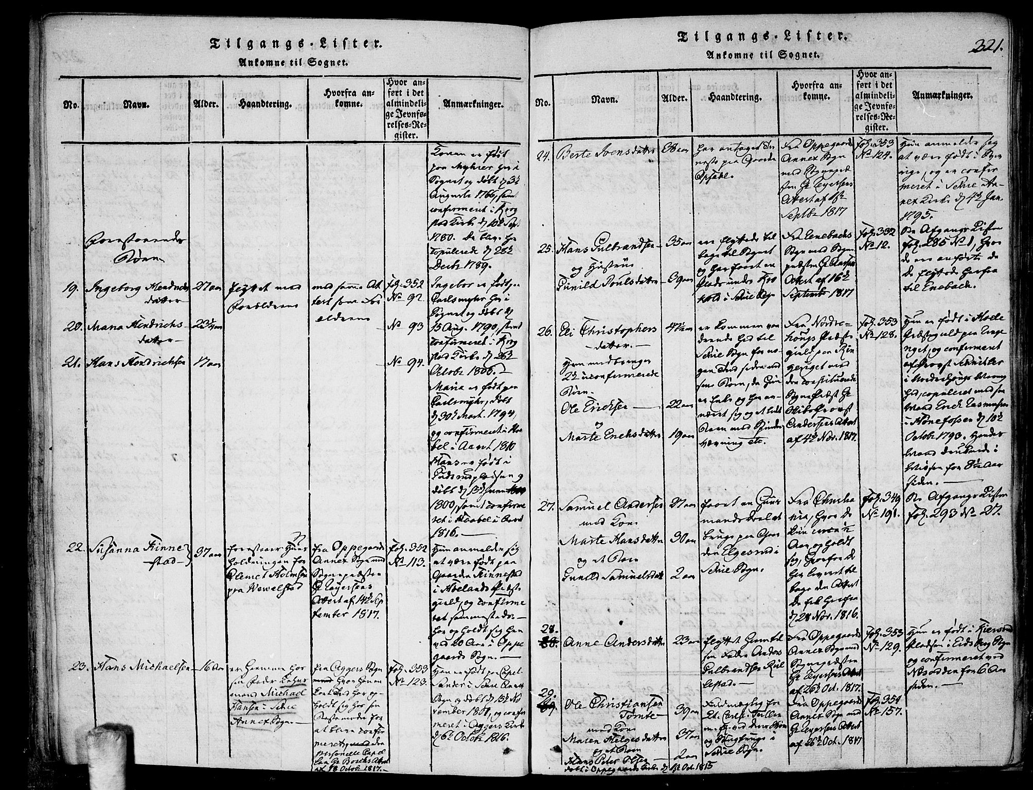 Kråkstad prestekontor Kirkebøker, AV/SAO-A-10125a/F/Fa/L0003: Parish register (official) no. I 3, 1813-1824, p. 321