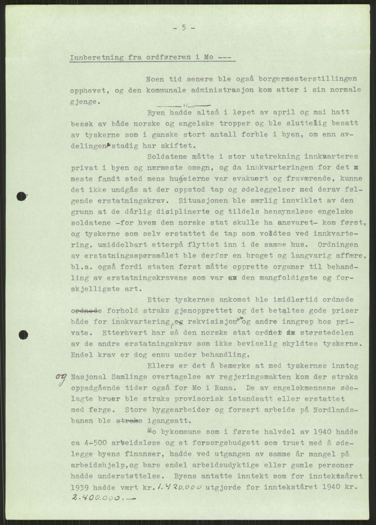 Forsvaret, Forsvarets krigshistoriske avdeling, RA/RAFA-2017/Y/Ya/L0017: II-C-11-31 - Fylkesmenn.  Rapporter om krigsbegivenhetene 1940., 1940, p. 194