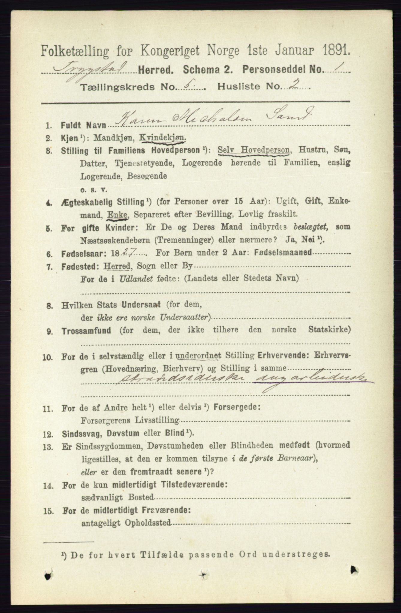 RA, 1891 Census for 0122 Trøgstad, 1891, p. 2030