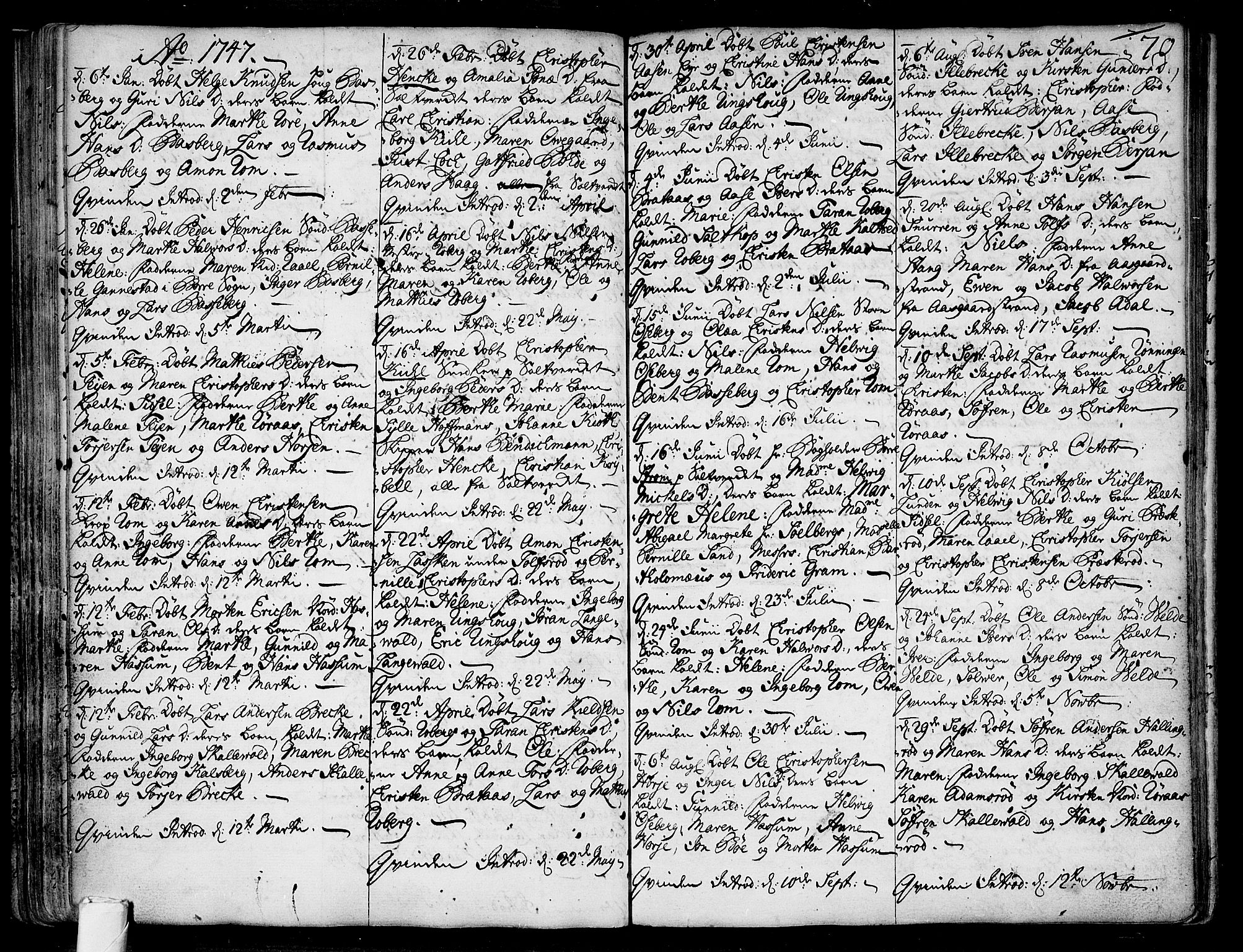 Sem kirkebøker, SAKO/A-5/F/Fb/L0001: Parish register (official) no. II 1, 1702-1764, p. 70