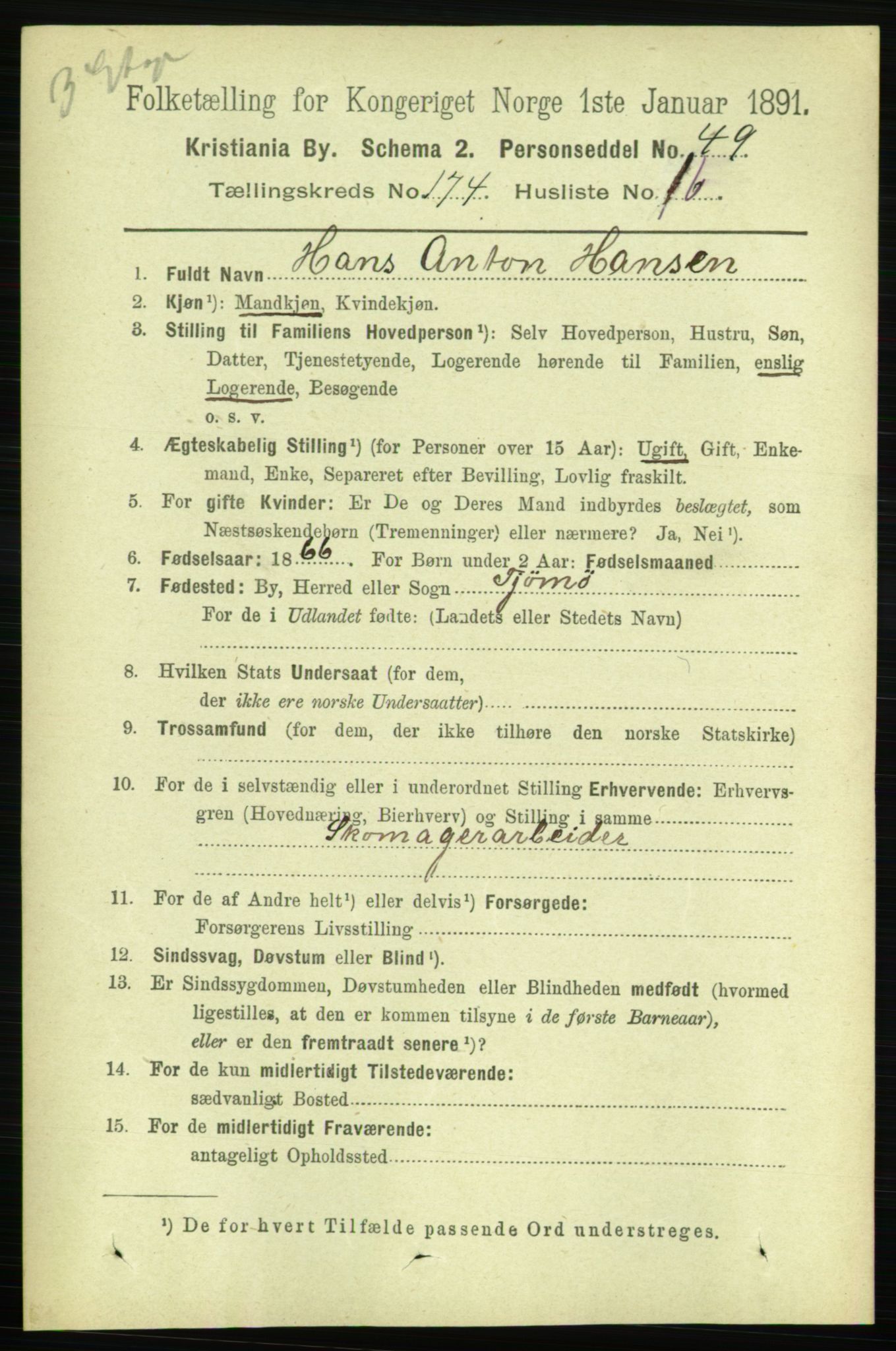 RA, 1891 census for 0301 Kristiania, 1891, p. 104301