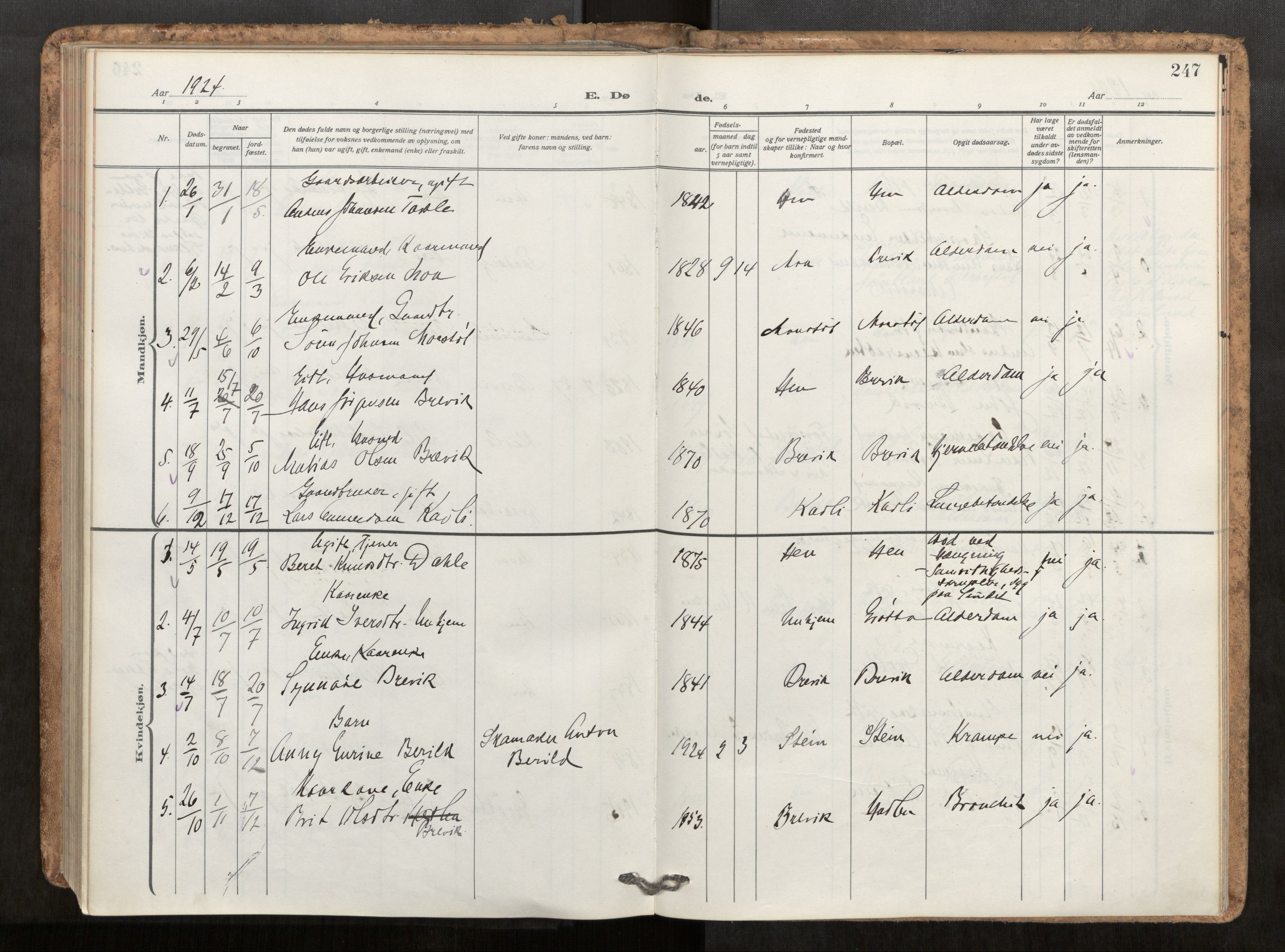 Ministerialprotokoller, klokkerbøker og fødselsregistre - Møre og Romsdal, SAT/A-1454/545/L0596: Parish register (official) no. 545A04, 1921-1956, p. 247