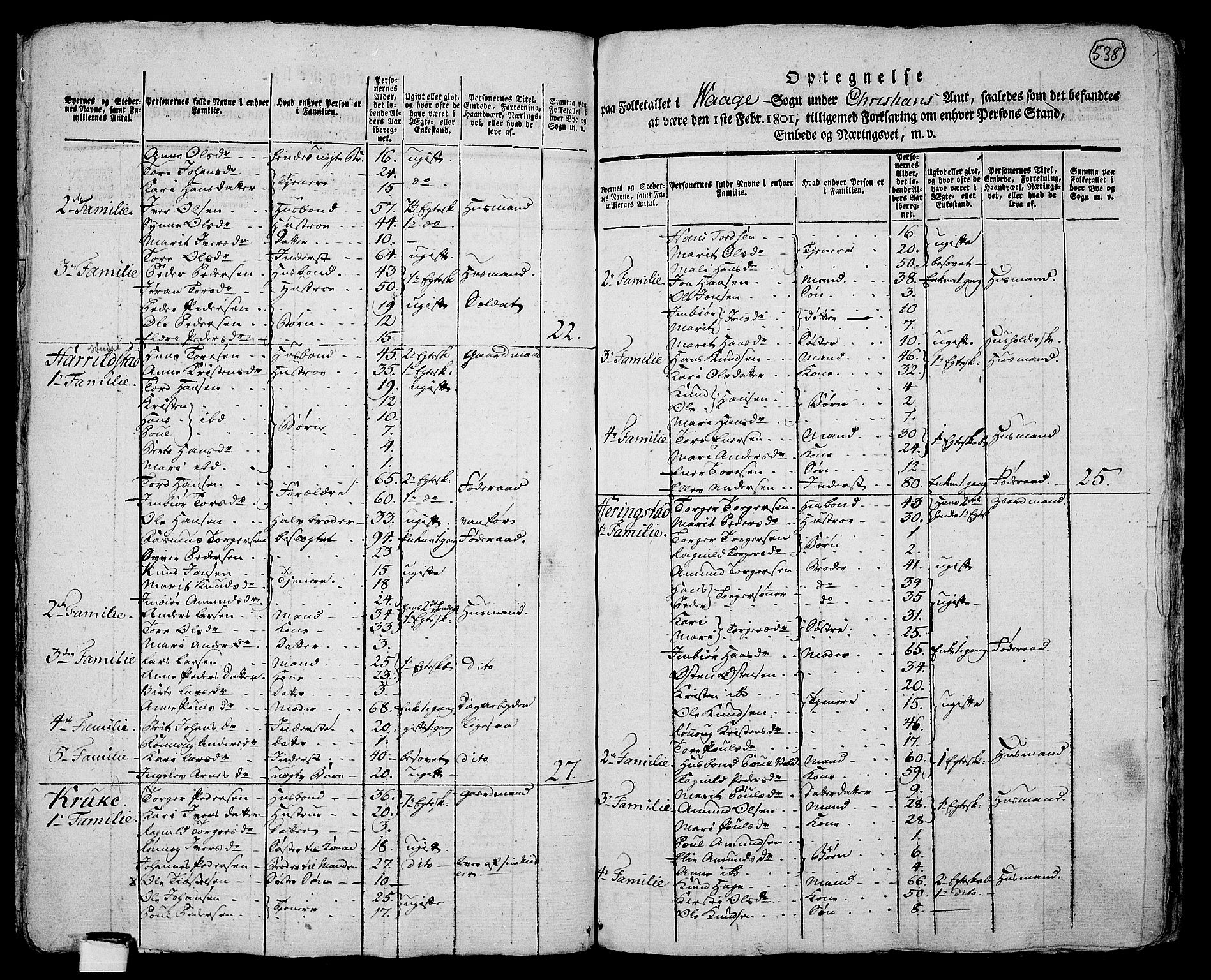 RA, 1801 census for 0515P Vågå, 1801, p. 537b-538a