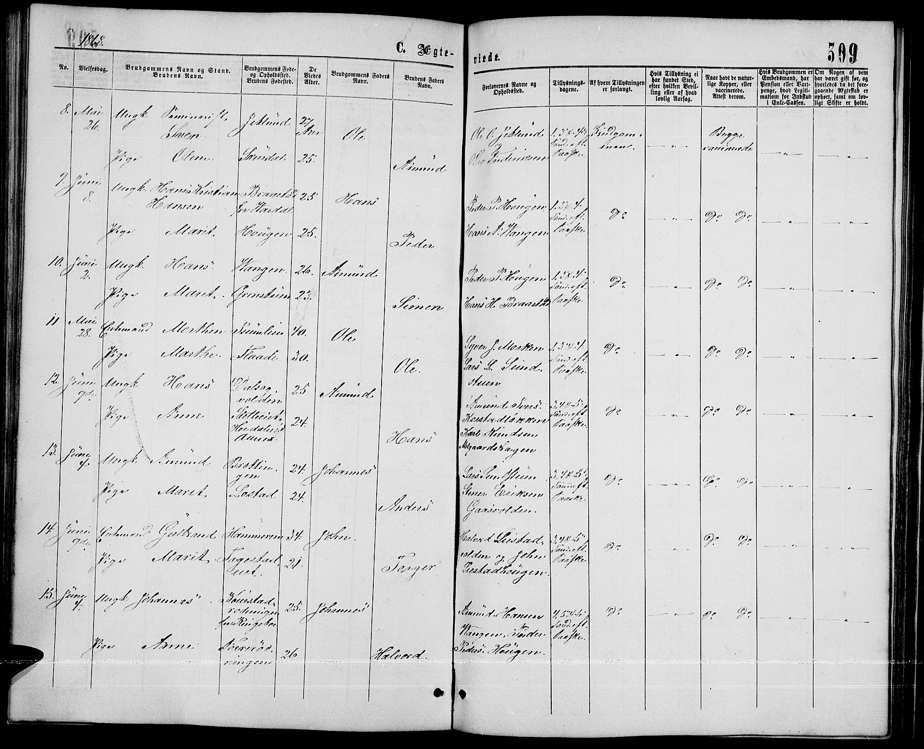 Sør-Fron prestekontor, SAH/PREST-010/H/Ha/Hab/L0002: Parish register (copy) no. 2, 1864-1883, p. 309