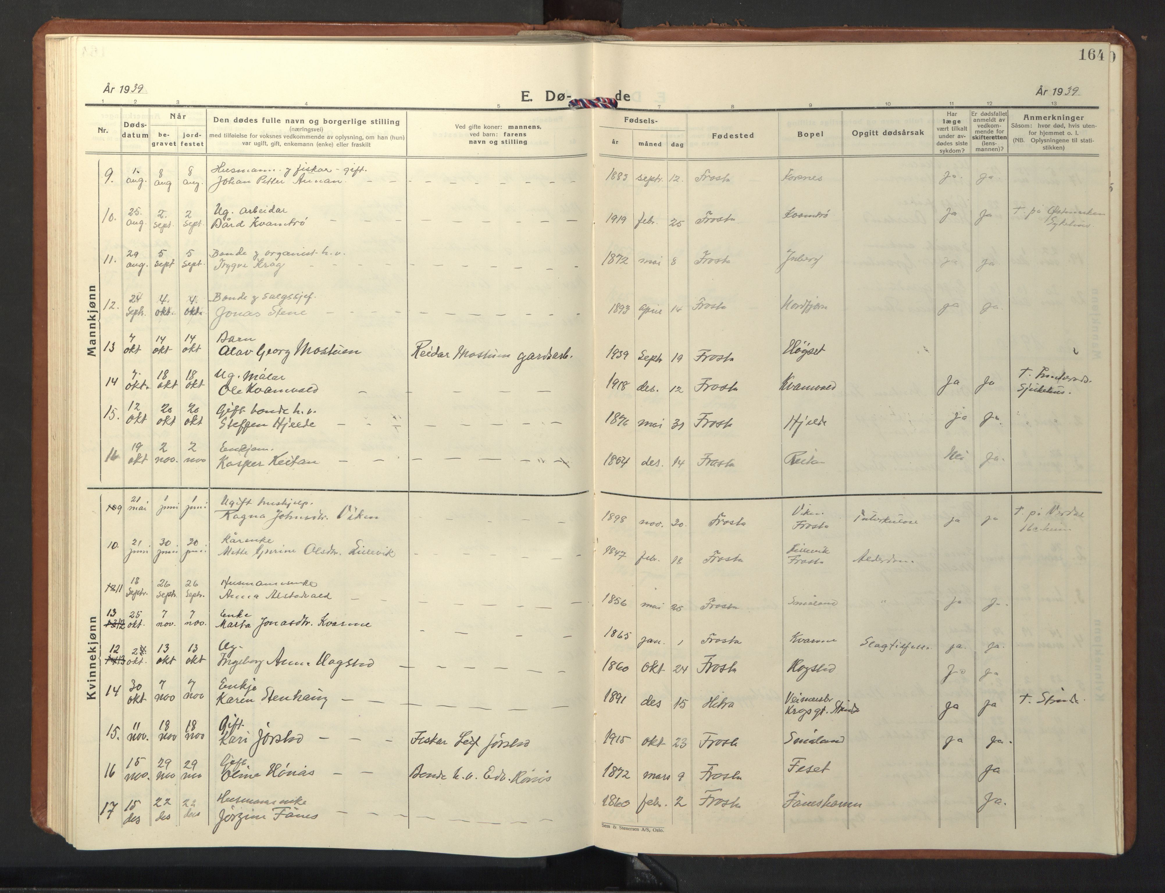 Ministerialprotokoller, klokkerbøker og fødselsregistre - Nord-Trøndelag, AV/SAT-A-1458/713/L0125: Parish register (copy) no. 713C02, 1931-1941, p. 164