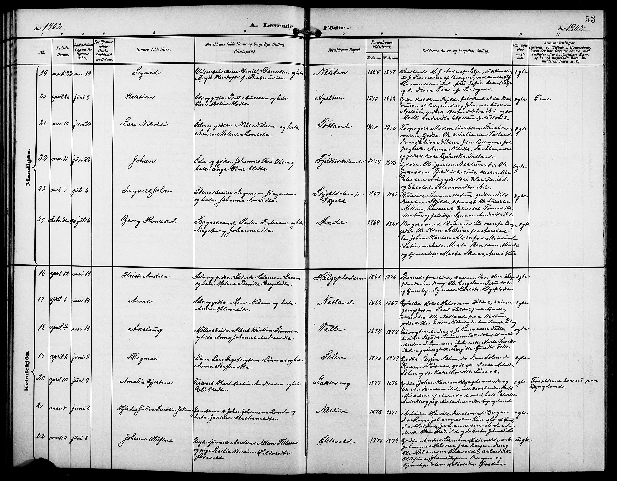 Birkeland Sokneprestembete, AV/SAB-A-74601/H/Hab: Parish register (copy) no. A 5, 1897-1905, p. 53