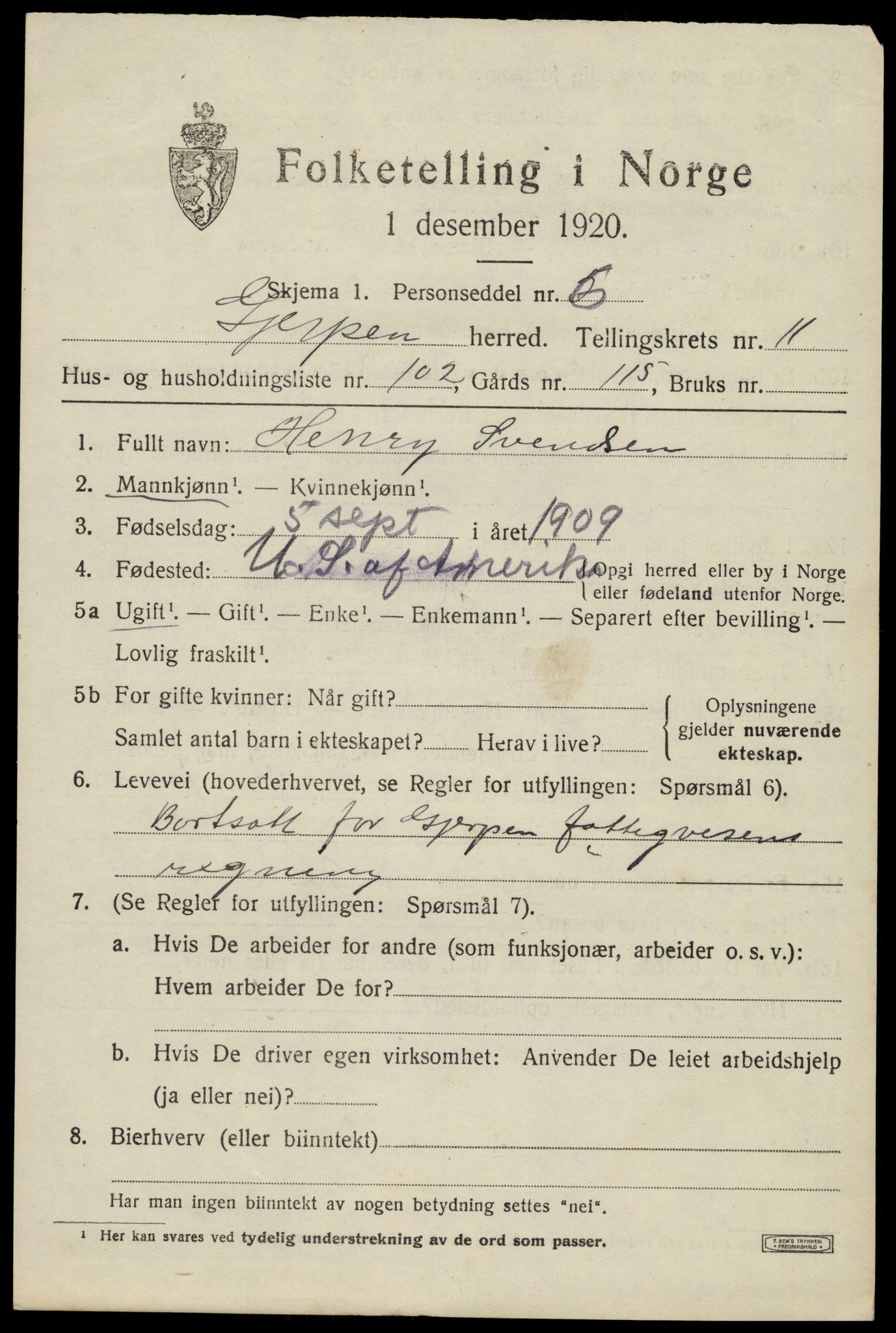 SAKO, 1920 census for Gjerpen, 1920, p. 13568