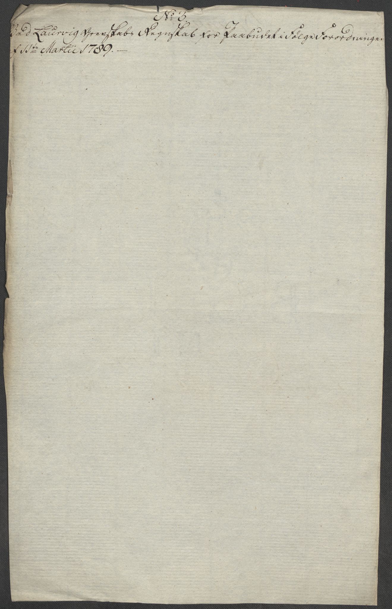 Rentekammeret inntil 1814, Reviderte regnskaper, Mindre regnskaper, AV/RA-EA-4068/Rf/Rfe/L0021: Larvik grevskap, Lista fogderi, 1789, p. 9