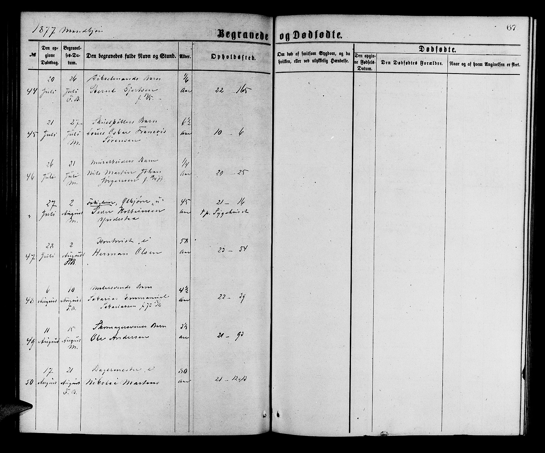 Korskirken sokneprestembete, AV/SAB-A-76101/H/Hab: Parish register (copy) no. E 3, 1871-1883, p. 67