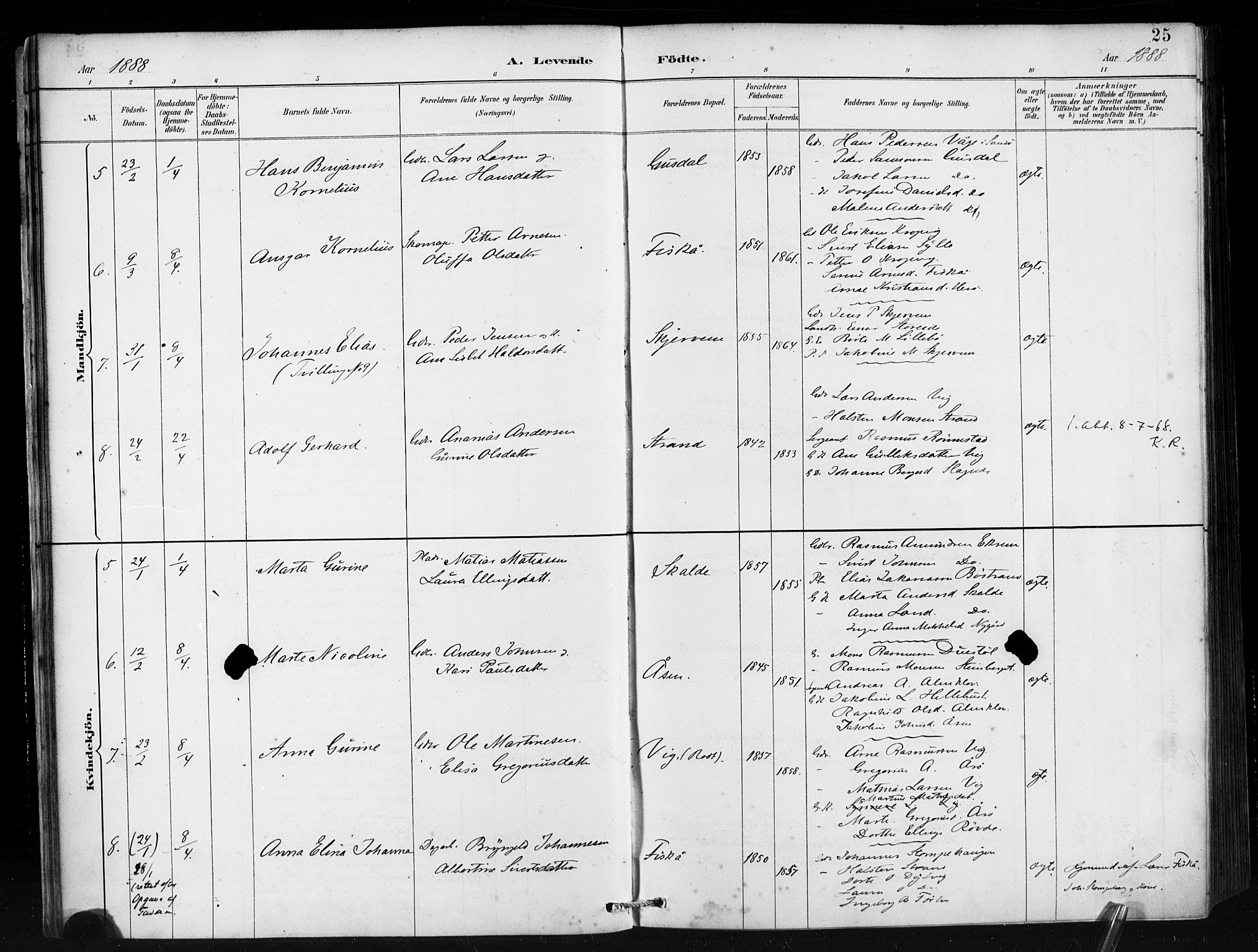 Ministerialprotokoller, klokkerbøker og fødselsregistre - Møre og Romsdal, AV/SAT-A-1454/501/L0008: Parish register (official) no. 501A08, 1885-1901, p. 25