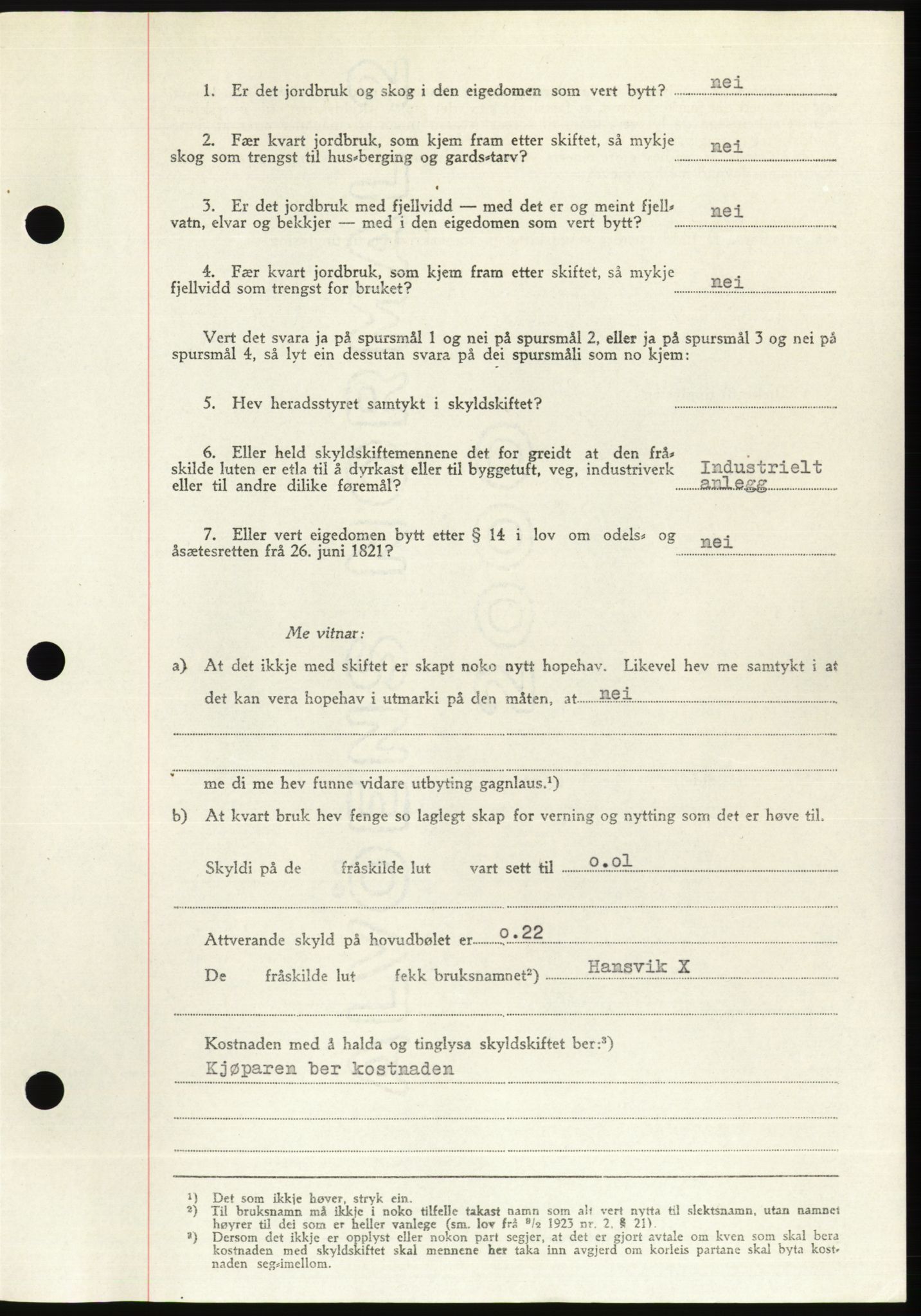Søre Sunnmøre sorenskriveri, SAT/A-4122/1/2/2C/L0081: Mortgage book no. 7A, 1947-1948, Diary no: : 1104/1947