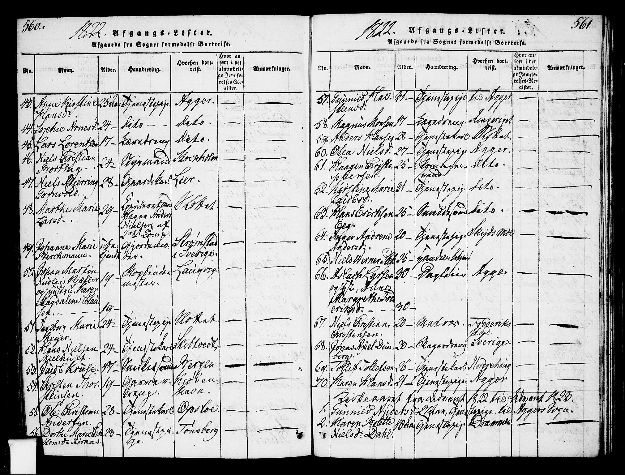 Oslo domkirke Kirkebøker, SAO/A-10752/F/Fa/L0007: Parish register (official) no. 7, 1817-1824, p. 560-561