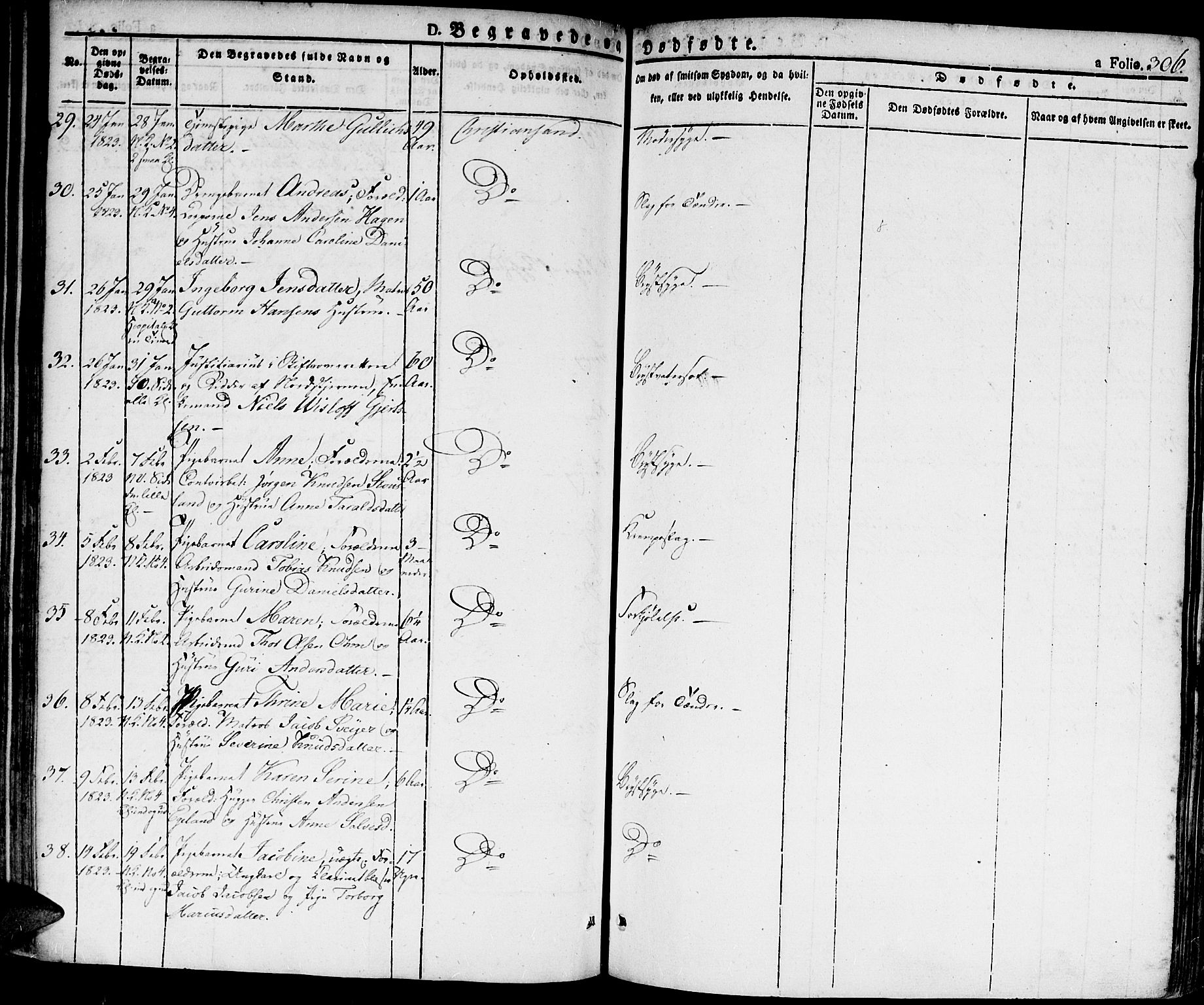 Kristiansand domprosti, AV/SAK-1112-0006/F/Fa/L0009: Parish register (official) no. A 9, 1821-1827, p. 306