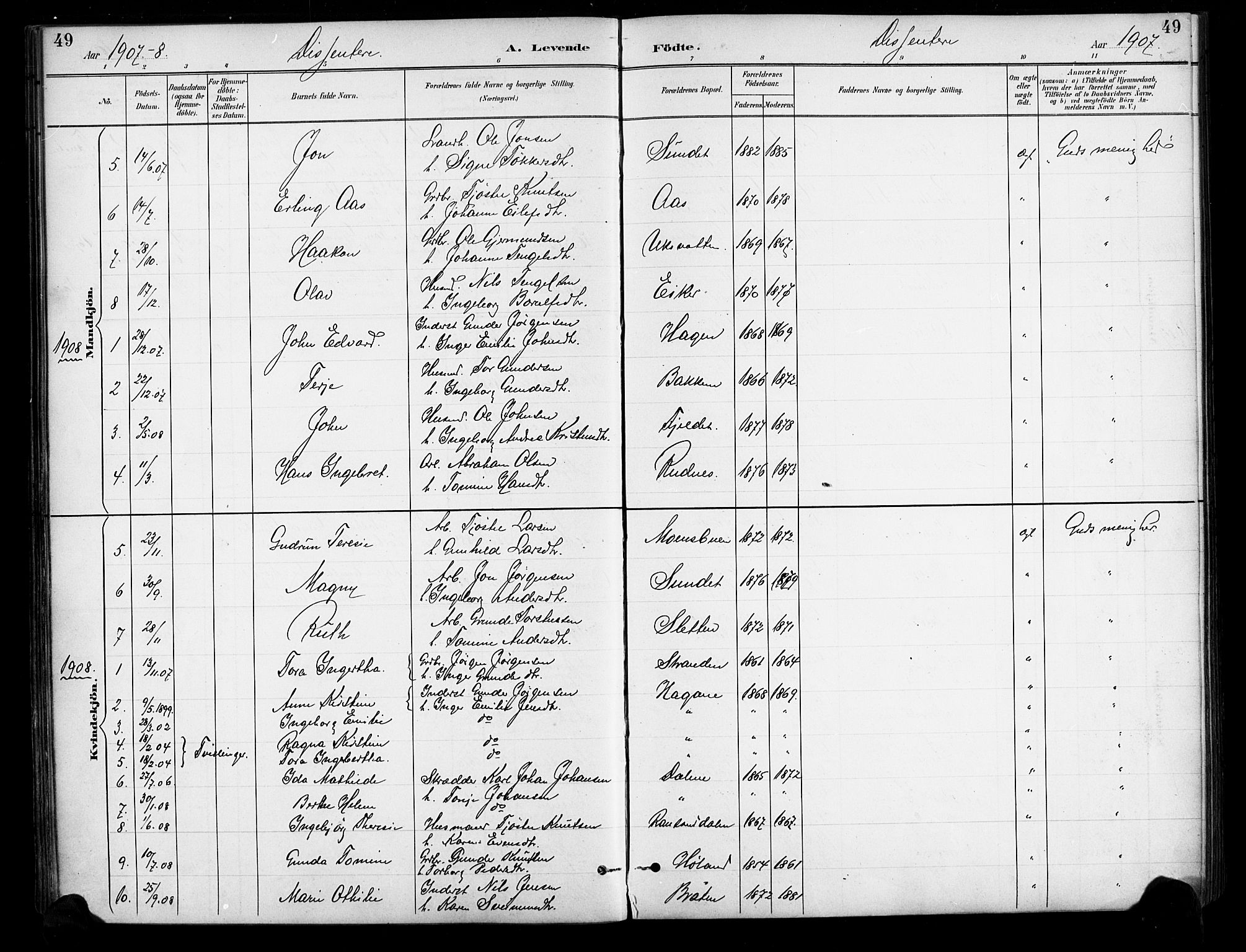 Gjerstad sokneprestkontor, SAK/1111-0014/F/Fa/Fab/L0005: Parish register (official) no. A 5, 1891-1908, p. 49