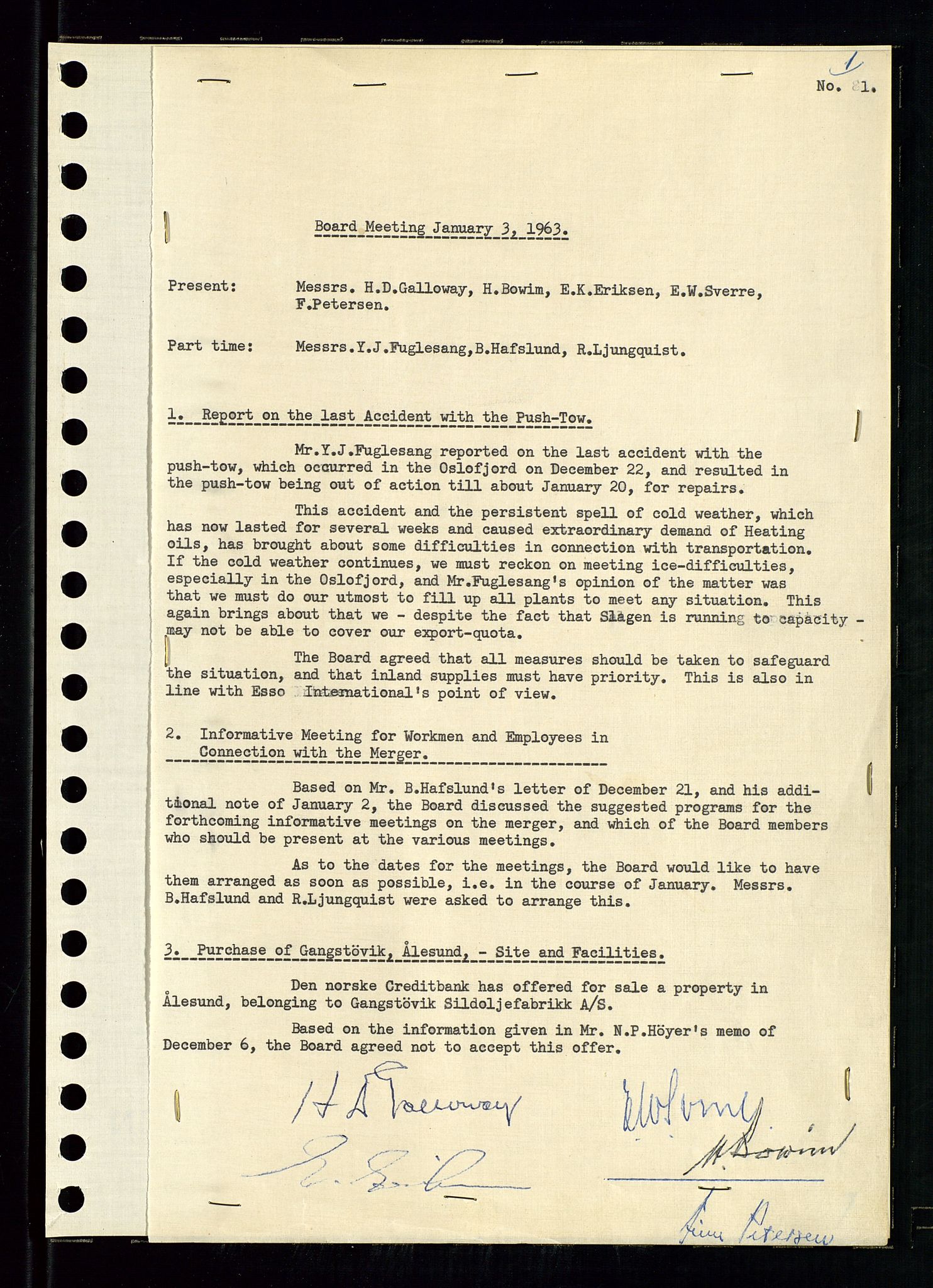 Pa 0982 - Esso Norge A/S, AV/SAST-A-100448/A/Aa/L0001/0004: Den administrerende direksjon Board minutes (styrereferater) / Den administrerende direksjon Board minutes (styrereferater), 1963-1964, p. 261