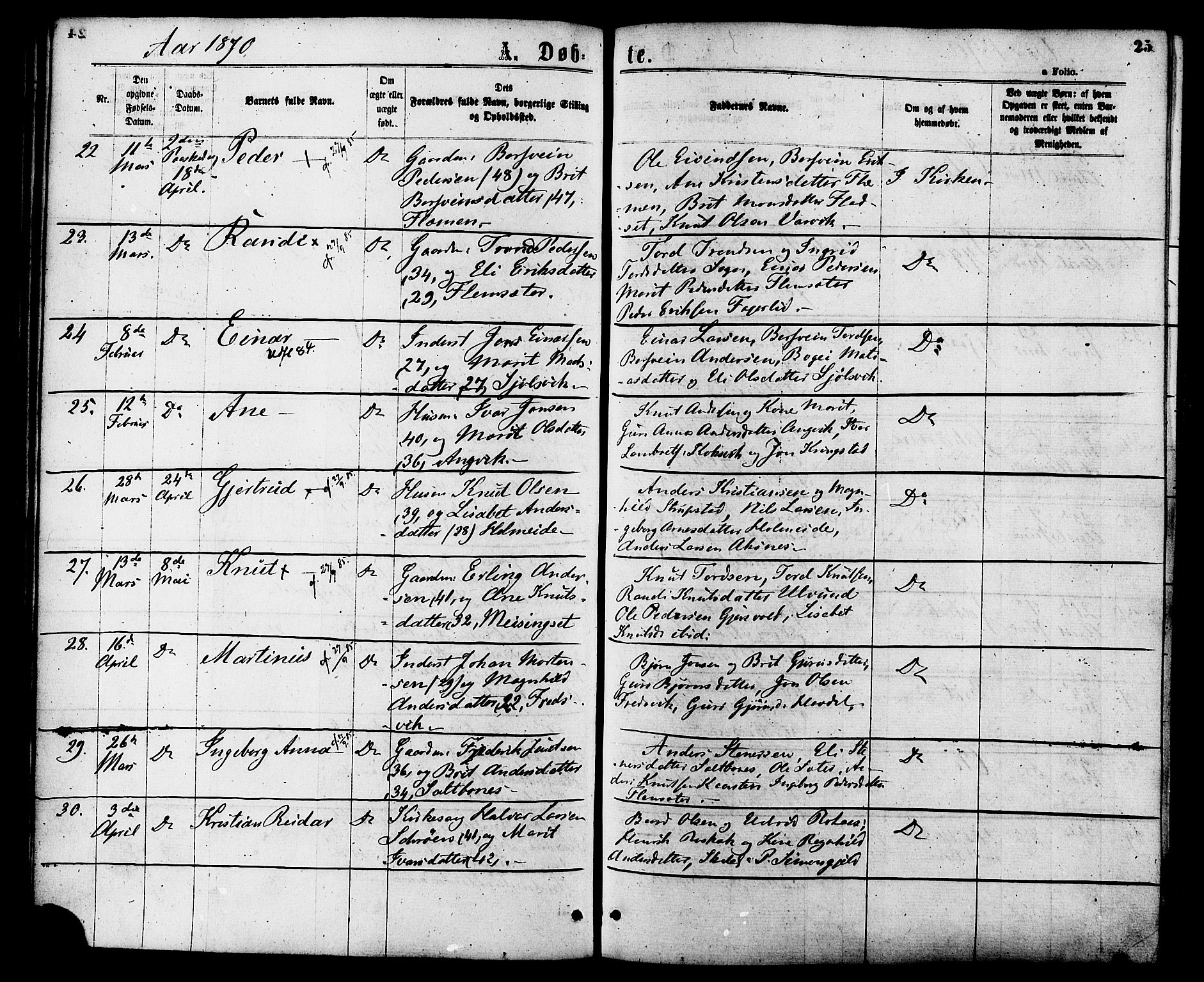 Ministerialprotokoller, klokkerbøker og fødselsregistre - Møre og Romsdal, AV/SAT-A-1454/586/L0986: Parish register (official) no. 586A12, 1867-1878, p. 25