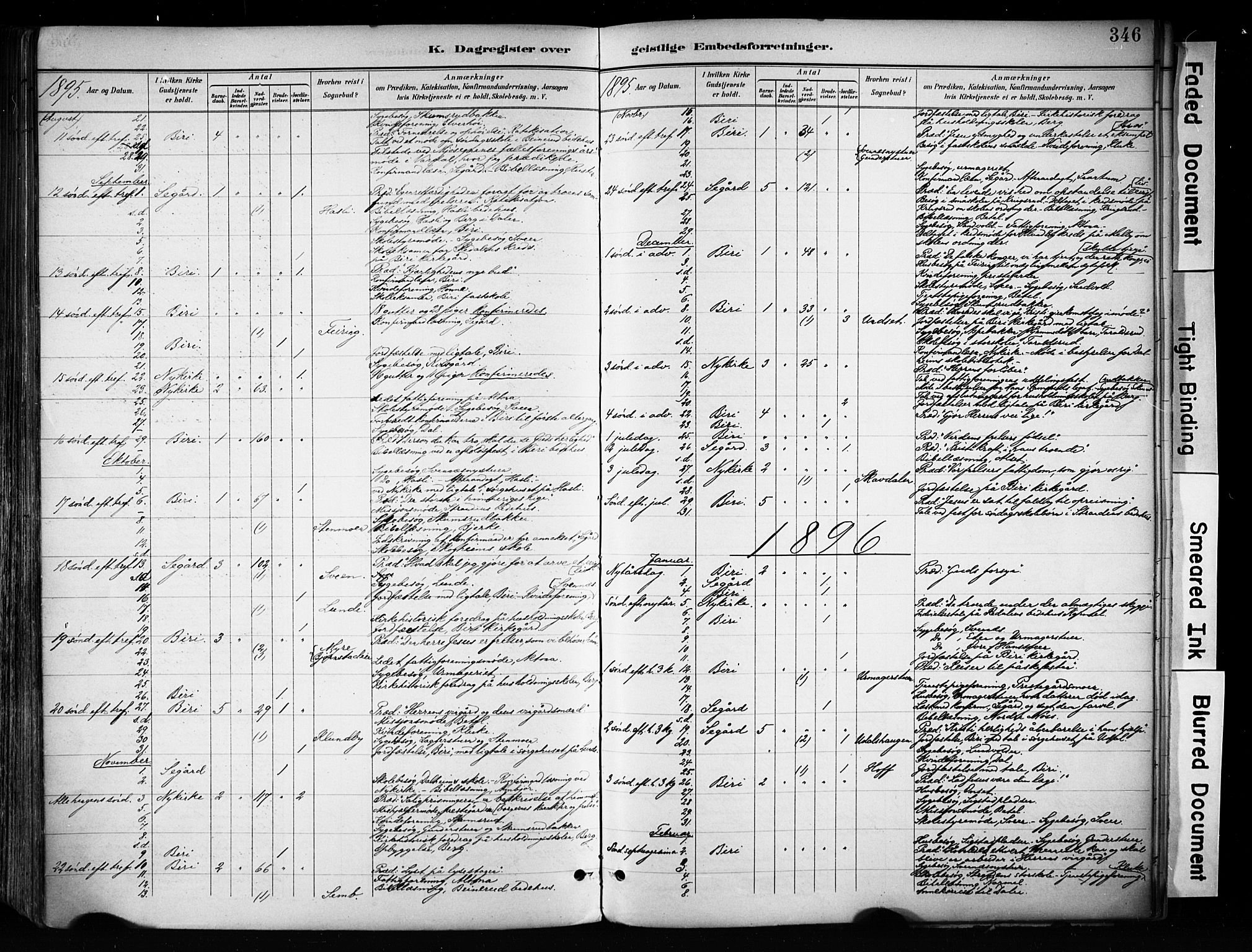 Biri prestekontor, SAH/PREST-096/H/Ha/Haa/L0009: Parish register (official) no. 9, 1887-1900, p. 346