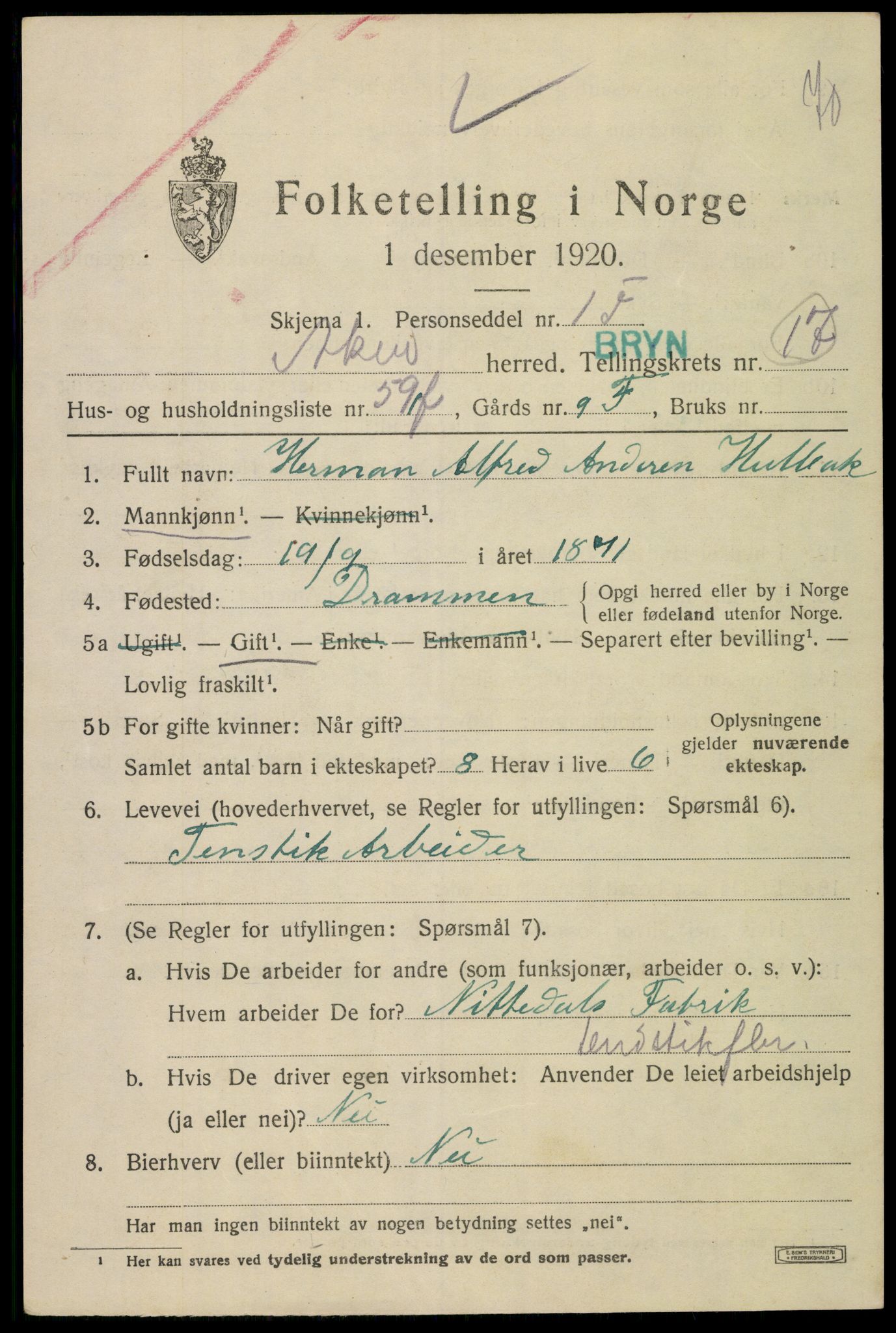 SAO, 1920 census for Aker, 1920, p. 102394