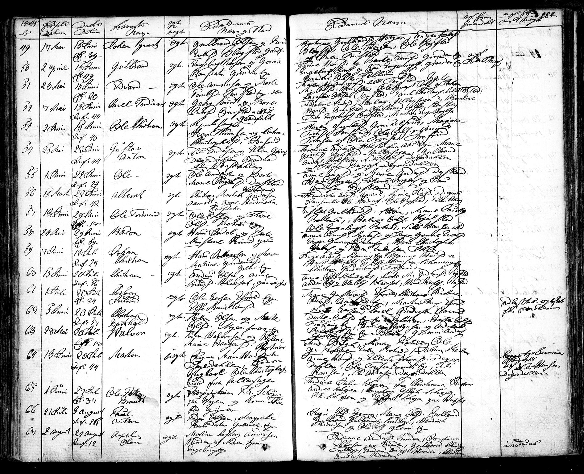 Nes prestekontor Kirkebøker, AV/SAO-A-10410/F/Fa/L0006: Parish register (official) no. I 6, 1833-1845, p. 284