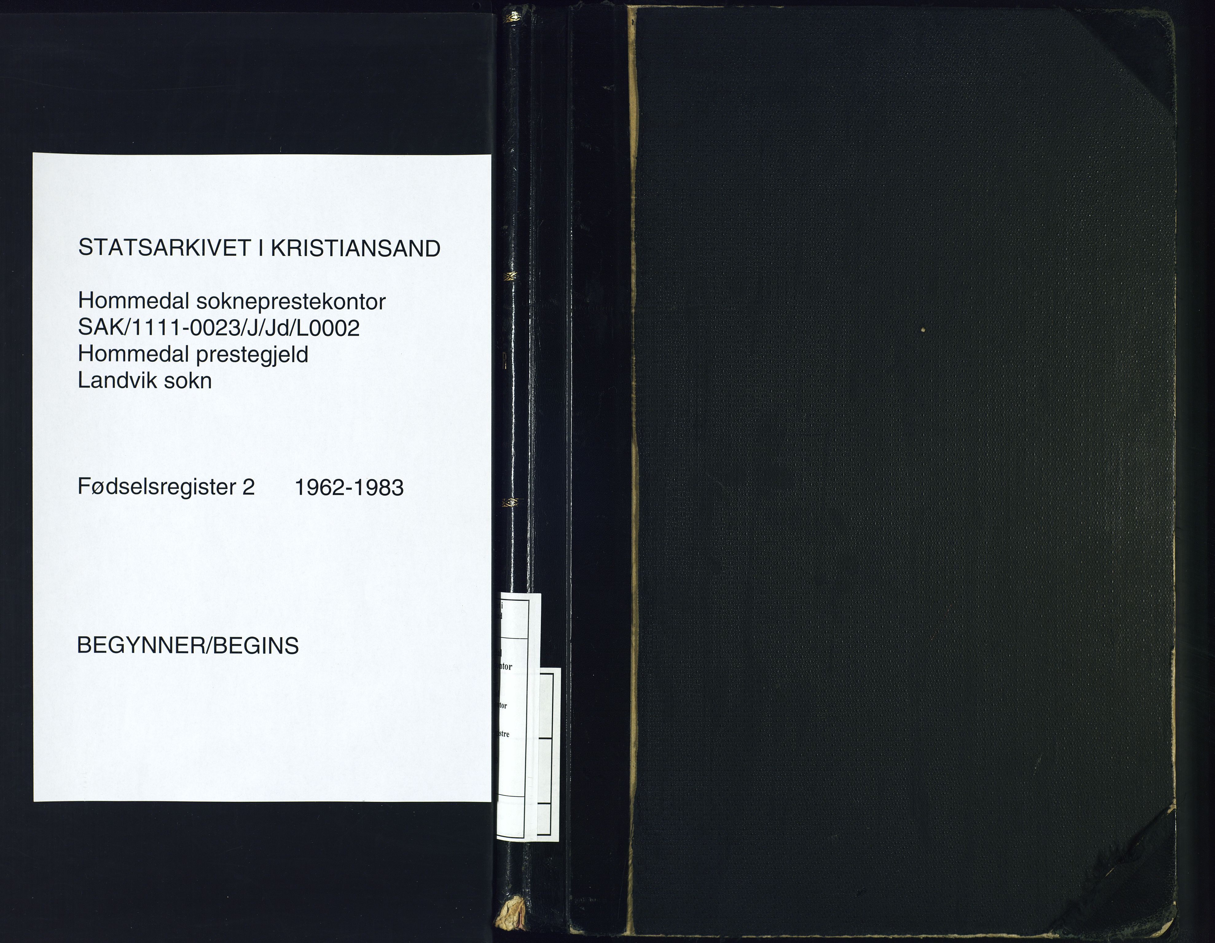 Hommedal sokneprestkontor, SAK/1111-0023/J/Jd/L0002: Birth register no. 2, 1962-1983