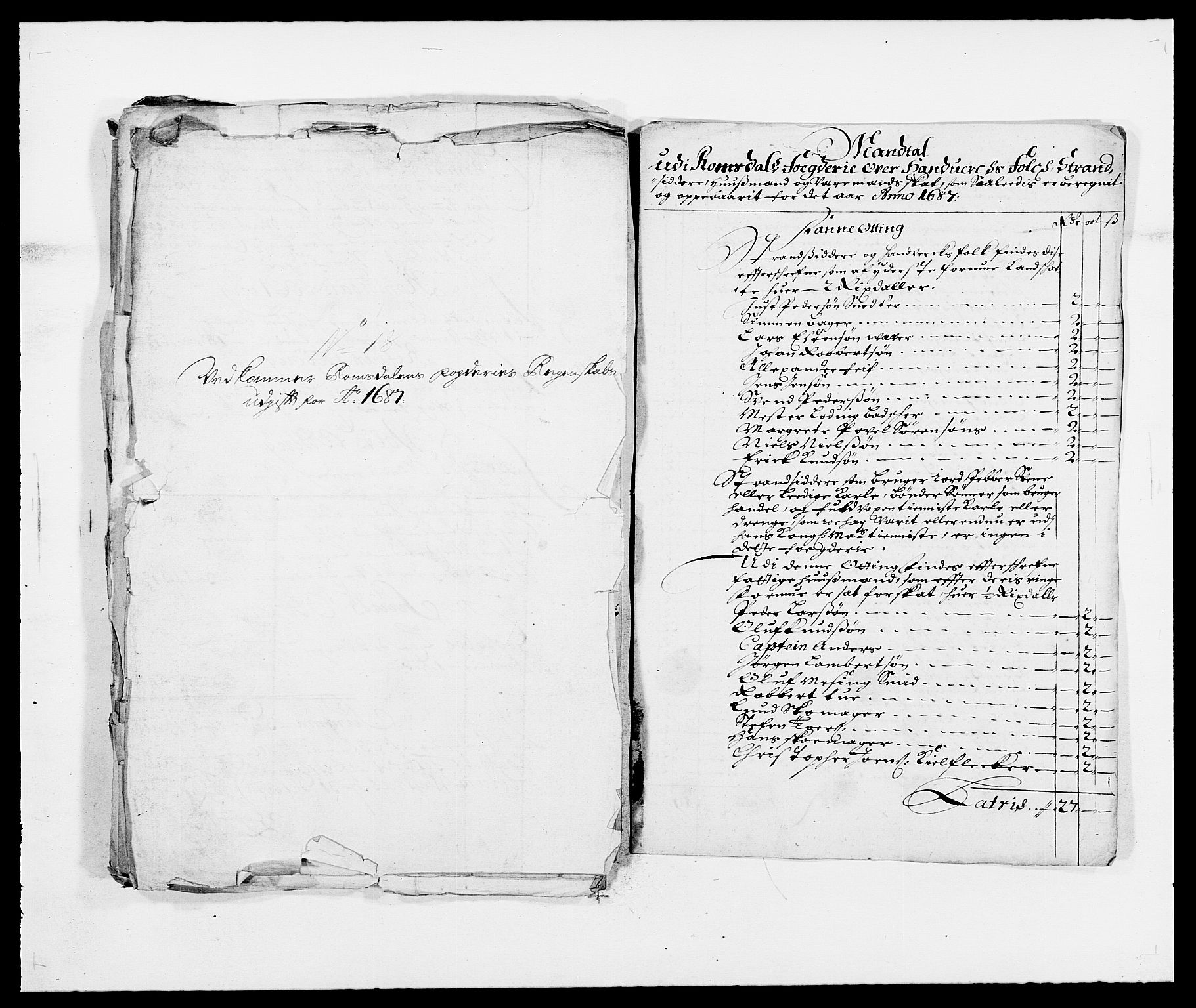 Rentekammeret inntil 1814, Reviderte regnskaper, Fogderegnskap, RA/EA-4092/R55/L3648: Fogderegnskap Romsdal, 1687-1689, p. 67