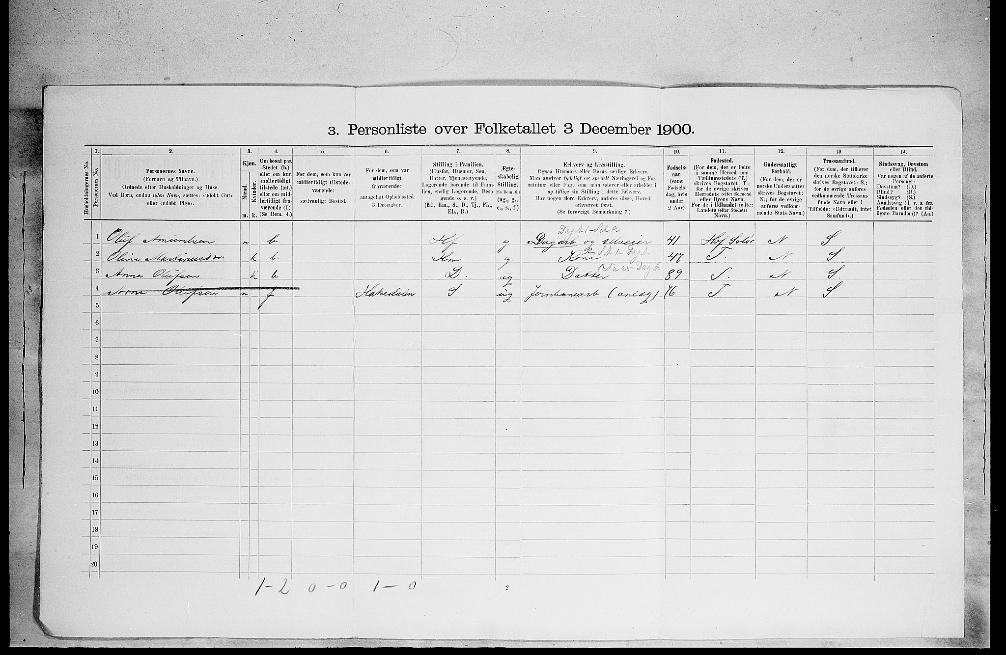 SAH, 1900 census for Grue, 1900, p. 370