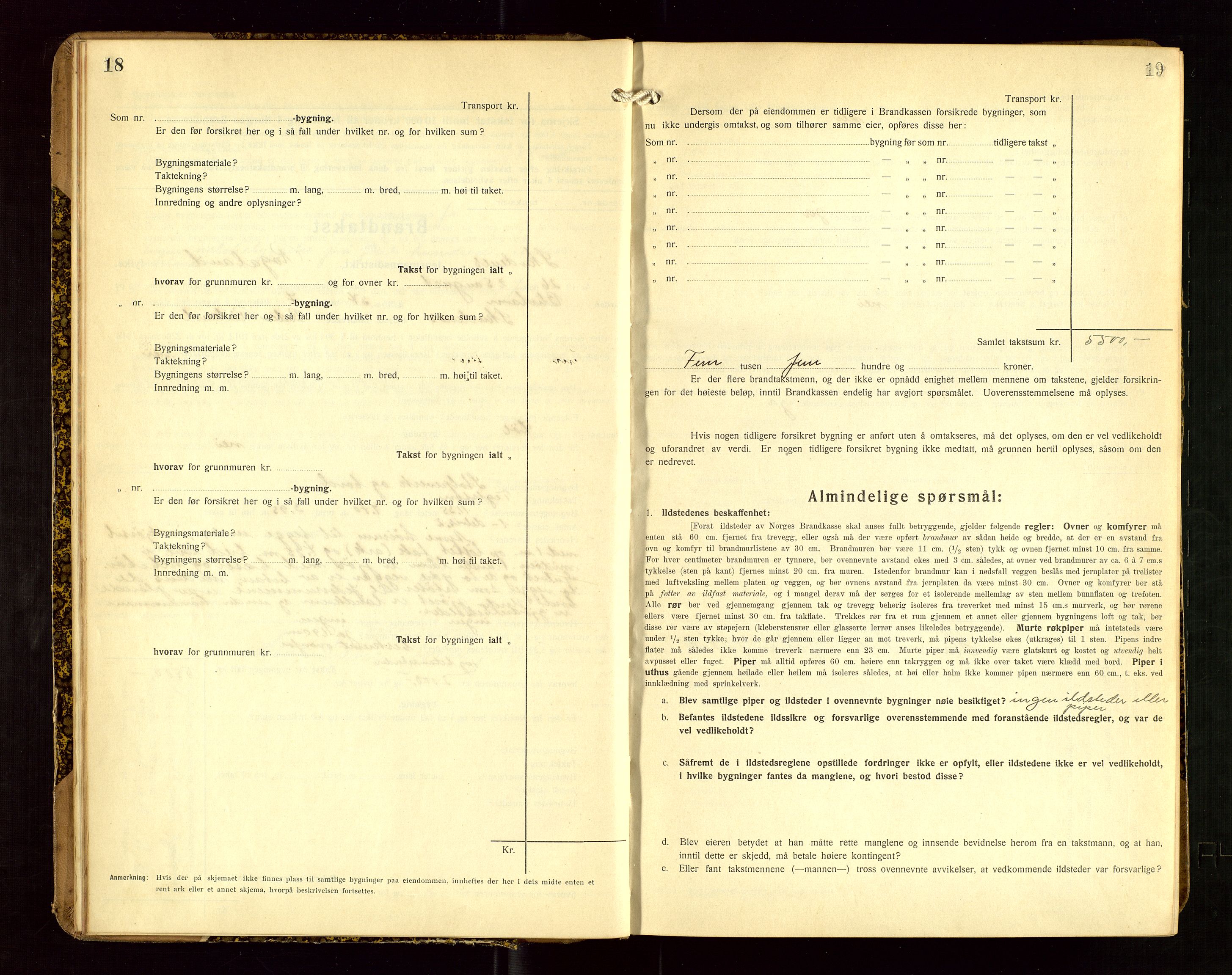 Skudenes lensmannskontor, SAST/A-100444/Gob/L0002: "Brandtakstprotokoll", 1925-1952, p. 18-19