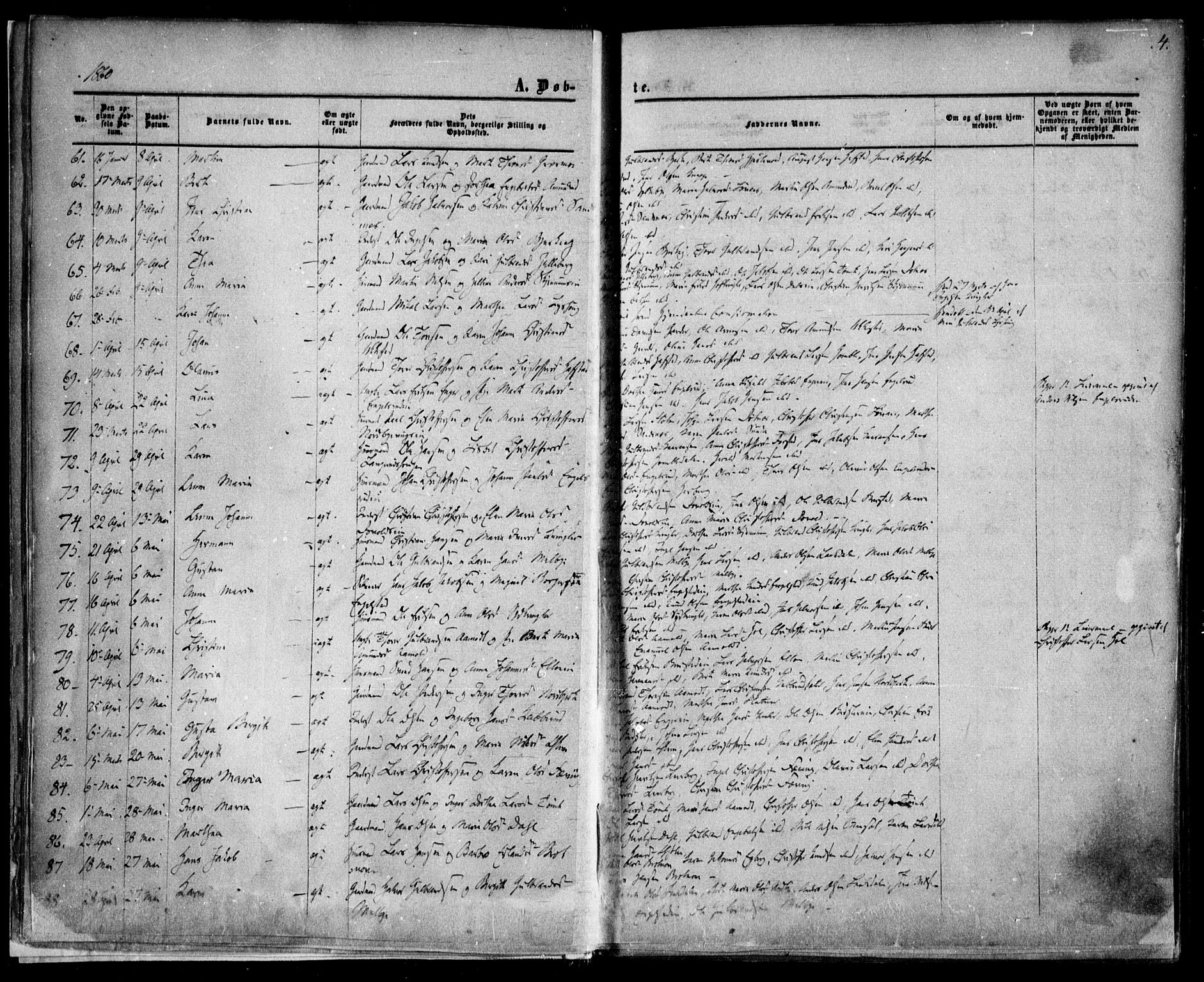 Nannestad prestekontor Kirkebøker, SAO/A-10414a/F/Fa/L0012: Parish register (official) no. I 12, 1860-1872, p. 4