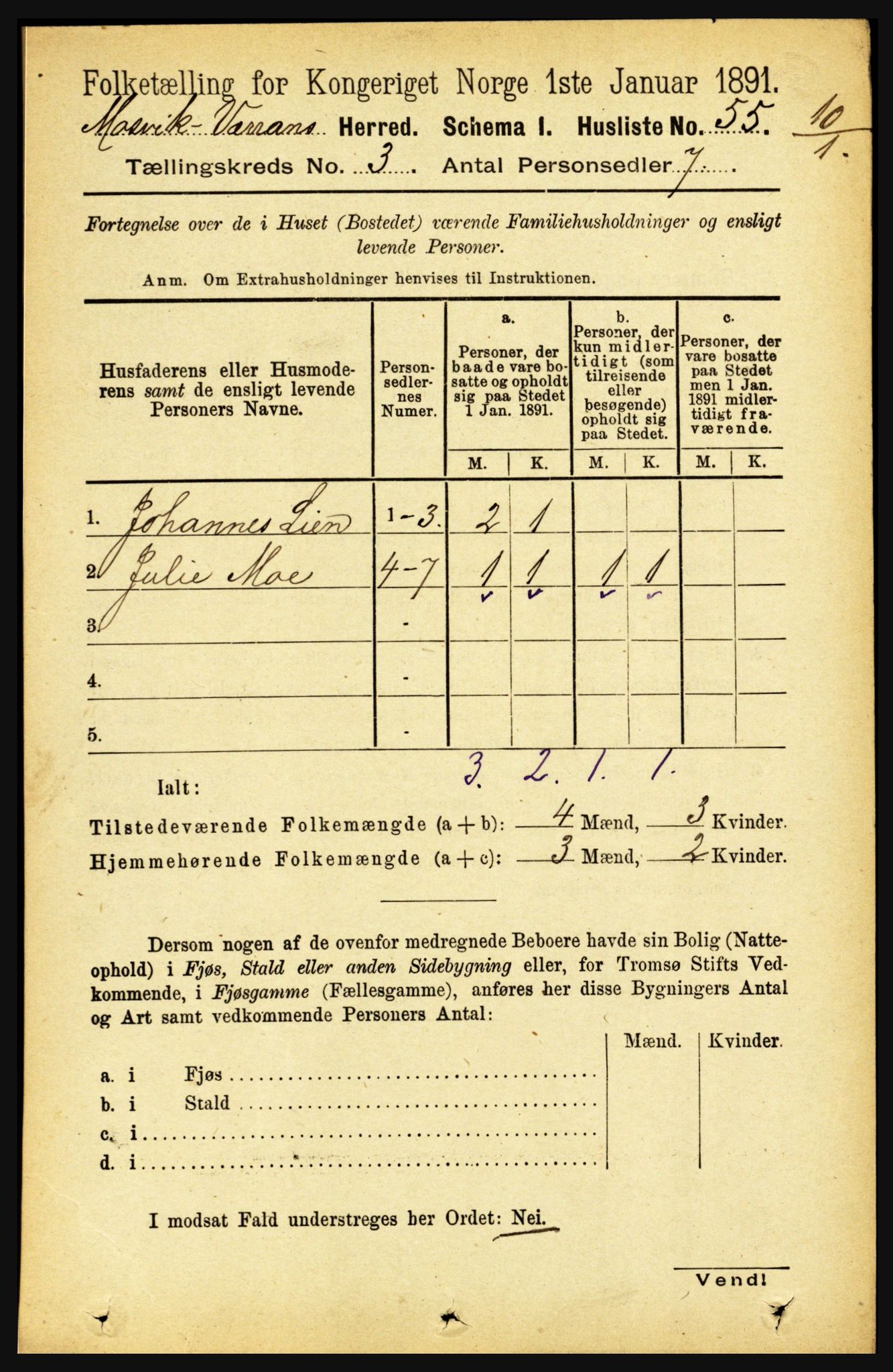 RA, 1891 census for 1723 Mosvik og Verran, 1891, p. 927