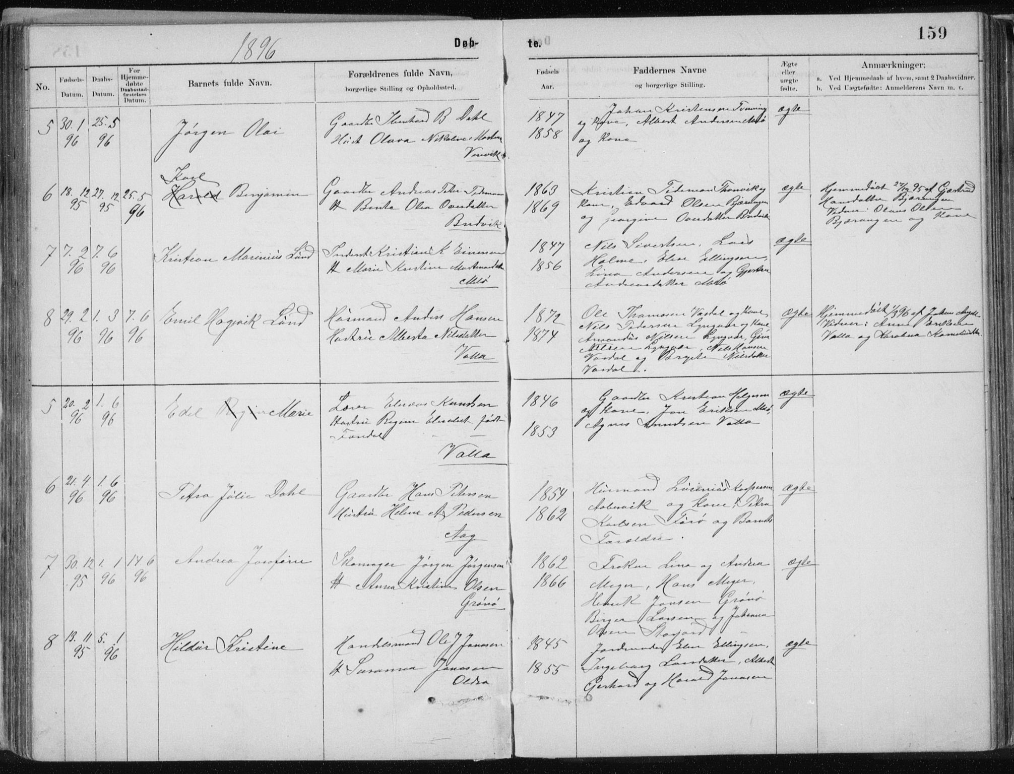 Ministerialprotokoller, klokkerbøker og fødselsregistre - Nordland, AV/SAT-A-1459/843/L0636: Parish register (copy) no. 843C05, 1884-1909, p. 159