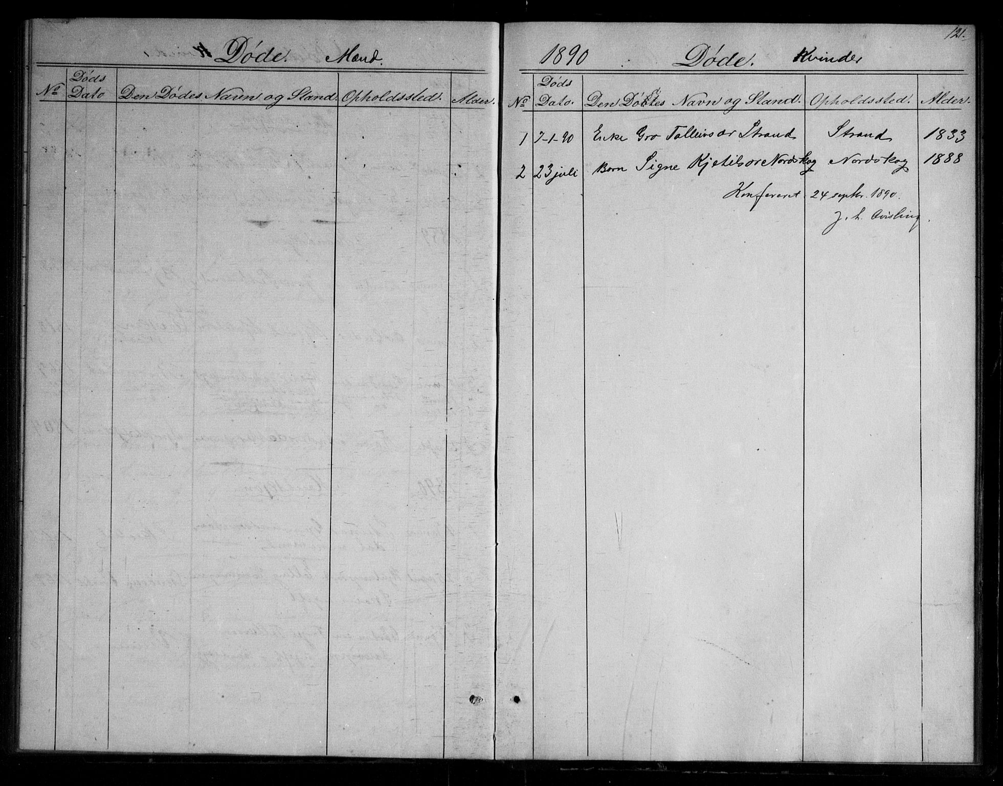Fyresdal kirkebøker, SAKO/A-263/G/Gb/L0001: Parish register (copy) no. II 1, 1864-1890, p. 121