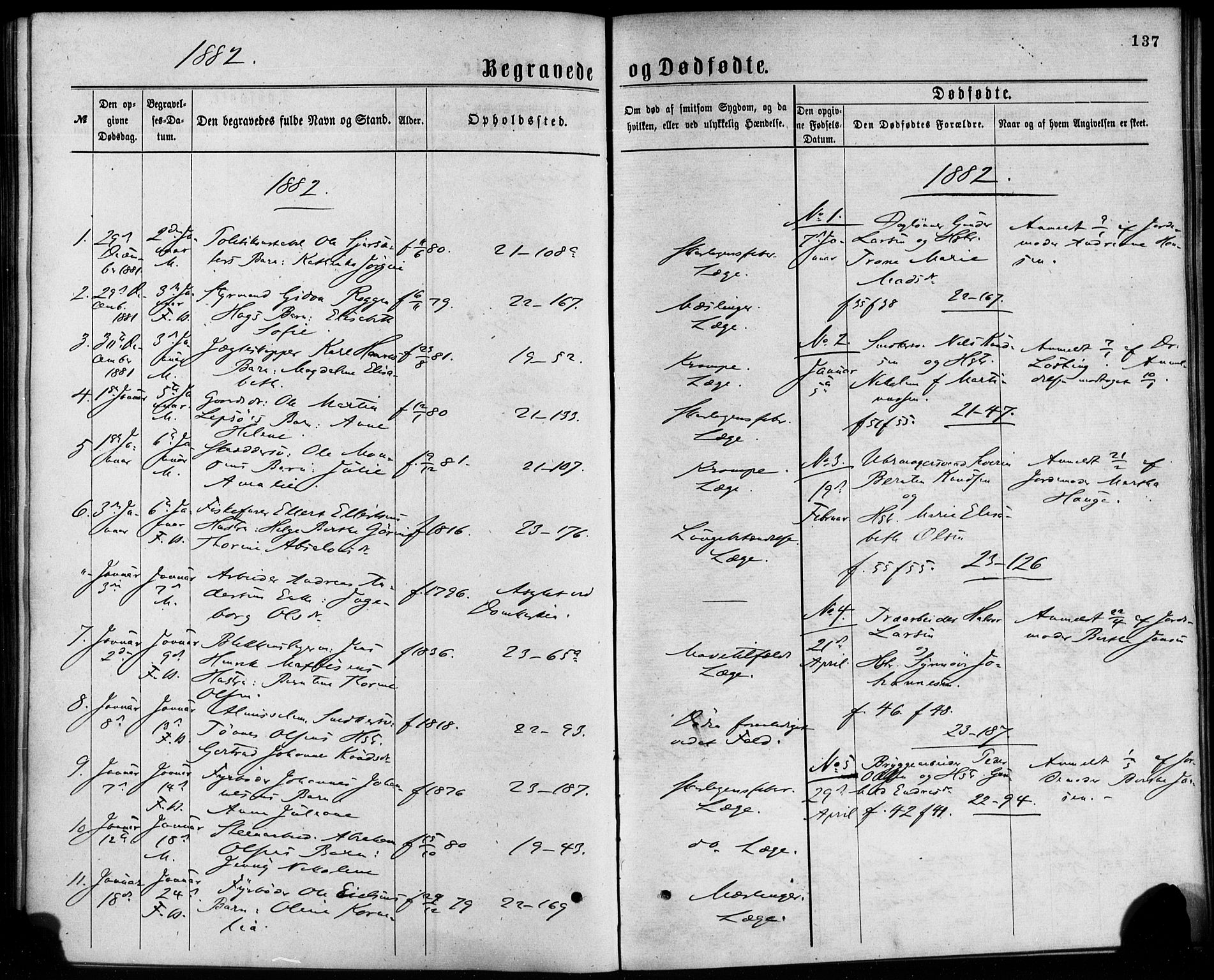 Korskirken sokneprestembete, SAB/A-76101/H/Haa/L0046: Parish register (official) no. E 4, 1875-1883, p. 137