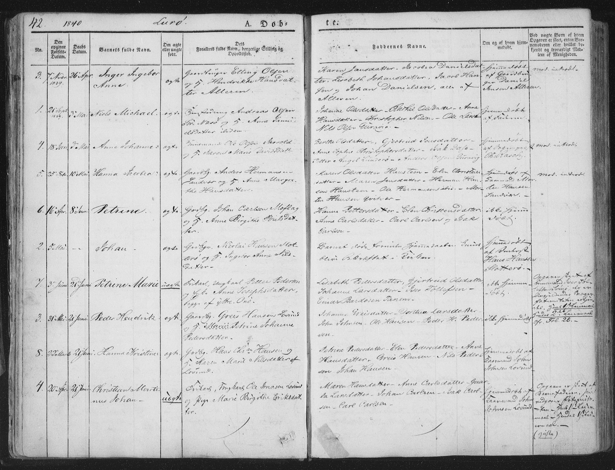 Ministerialprotokoller, klokkerbøker og fødselsregistre - Nordland, SAT/A-1459/839/L0565: Parish register (official) no. 839A02, 1825-1862, p. 42