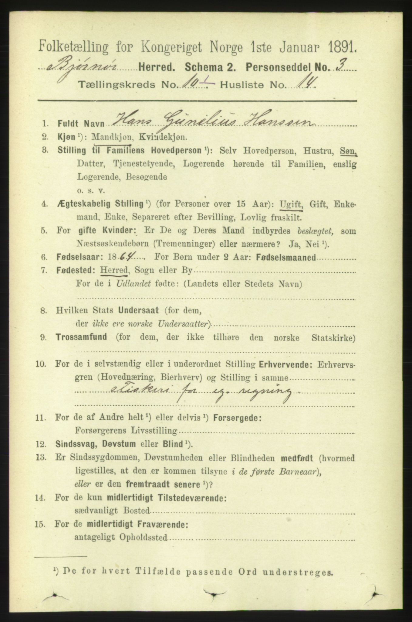 RA, 1891 census for 1632 Bjørnør, 1891, p. 4225