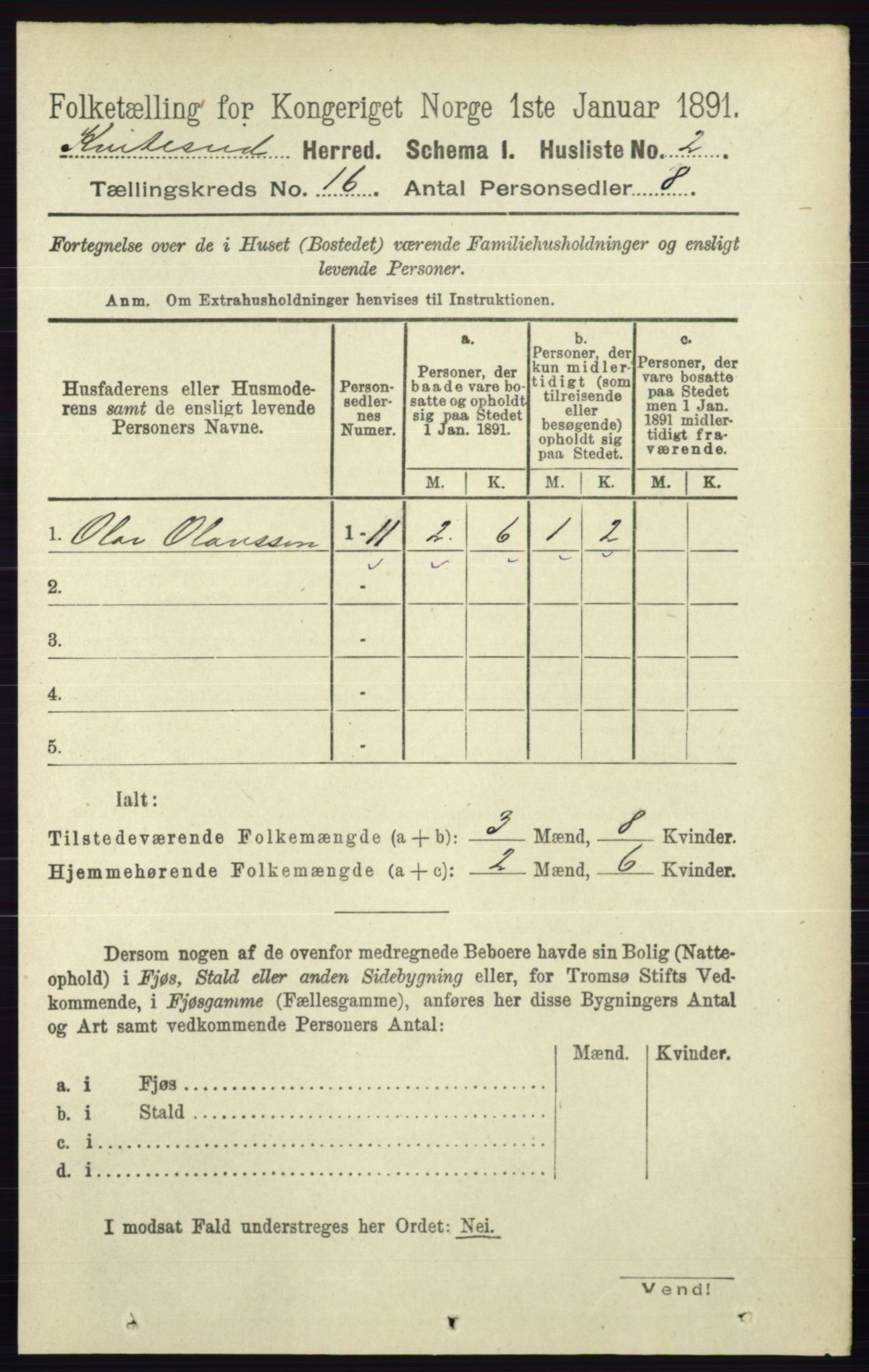 RA, 1891 census for 0829 Kviteseid, 1891, p. 3614